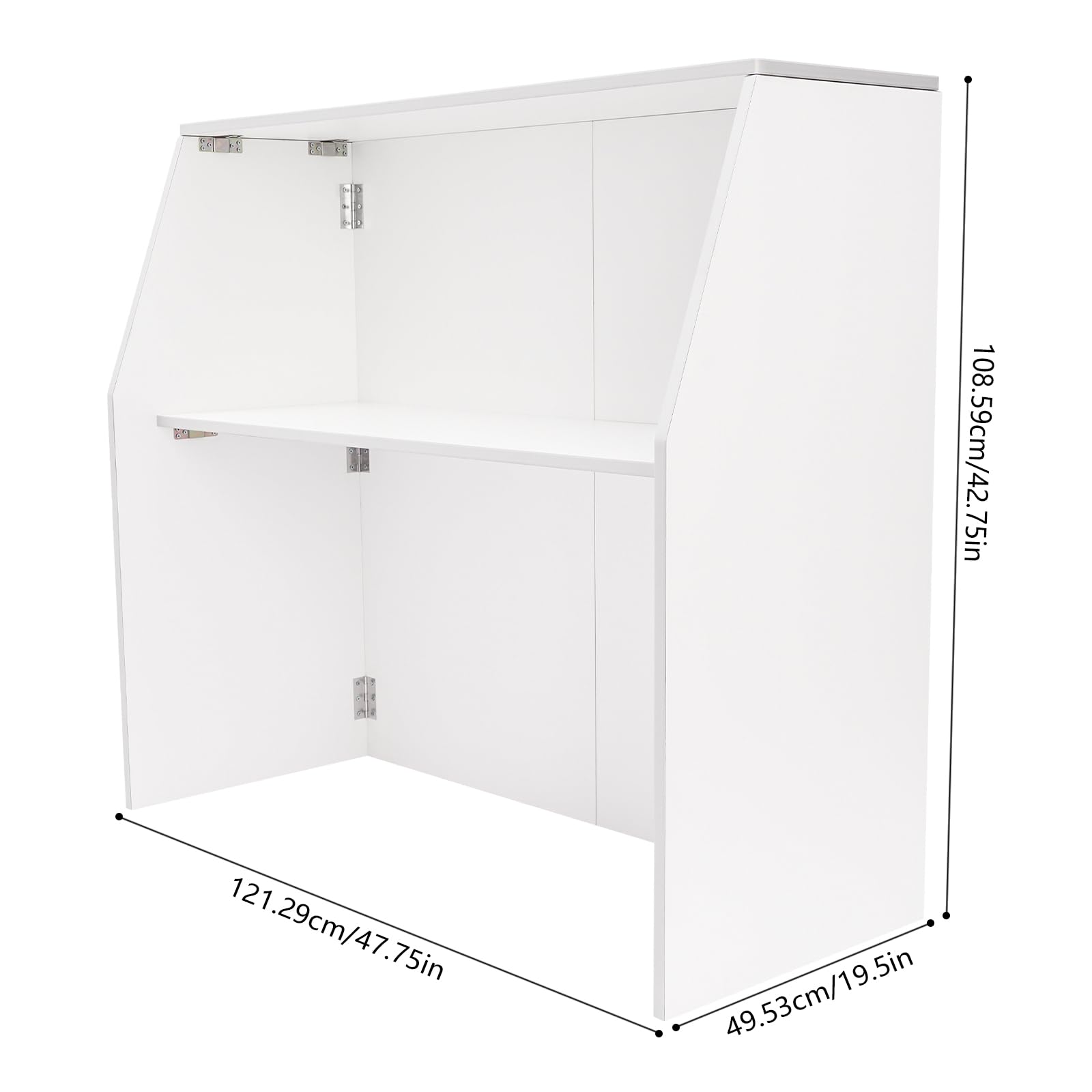 4' Folding Portable Bar with Shelves - White Laminate Bartender Table for Parties, Events & Home Use | Mobile Foldable Bar Cabinet Station for Indoor/Outdoor Gatherings