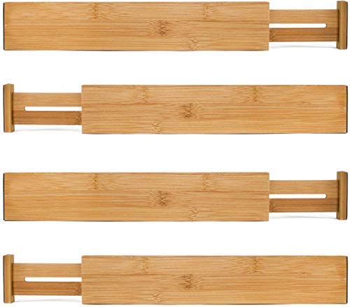 COLSEN Bamboo Drawer & Closet Organizer Set of 4 - Bathroom Storage Drawers, Home Organization Dividers for Kitchen, Office & Bedroom - Perfect for Jewelry, Socks, Underwear & Utensil Storage