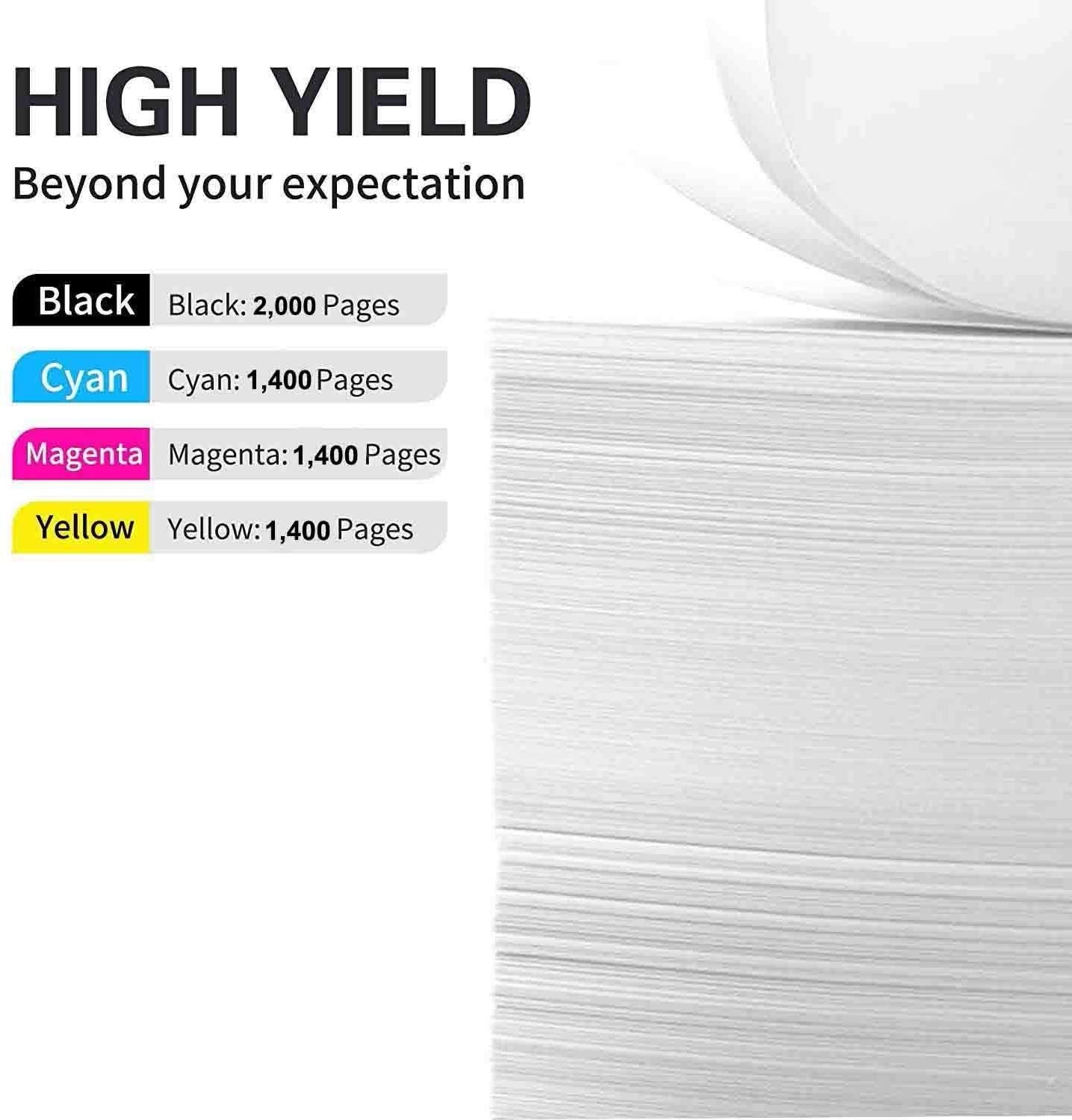 4-Pack Dell 1250c Toner Cartridges (BK+C+Y+M) - High Yield for Home/Office Printing