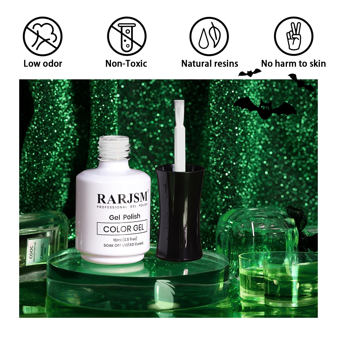 RARJSM Glow in The Dark Gel Nail Polish - White UV/LED Soak Off Luminous Nail Art Polish (15ml) for Salon & DIY Home Manicure | Long-Lasting Glow Effect for Night Parties, Dates & Special Occasions