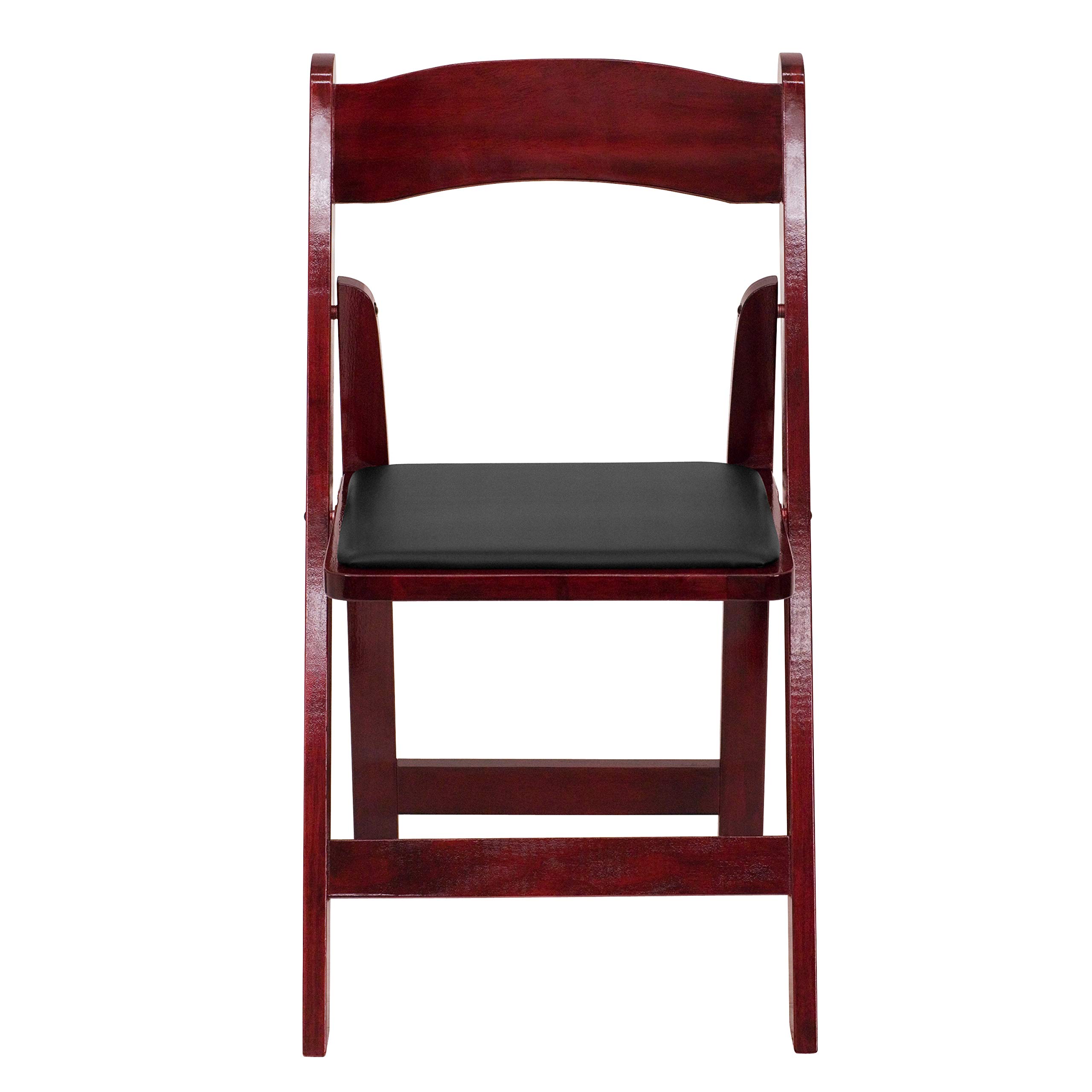 EMMA + OLIVER 2 Pack Mahogany Wood Folding Chairs with Vinyl Padded Seat - Sturdy & Comfortable Portable Chairs for Dining, Parties, Weddings & Outdoor Events