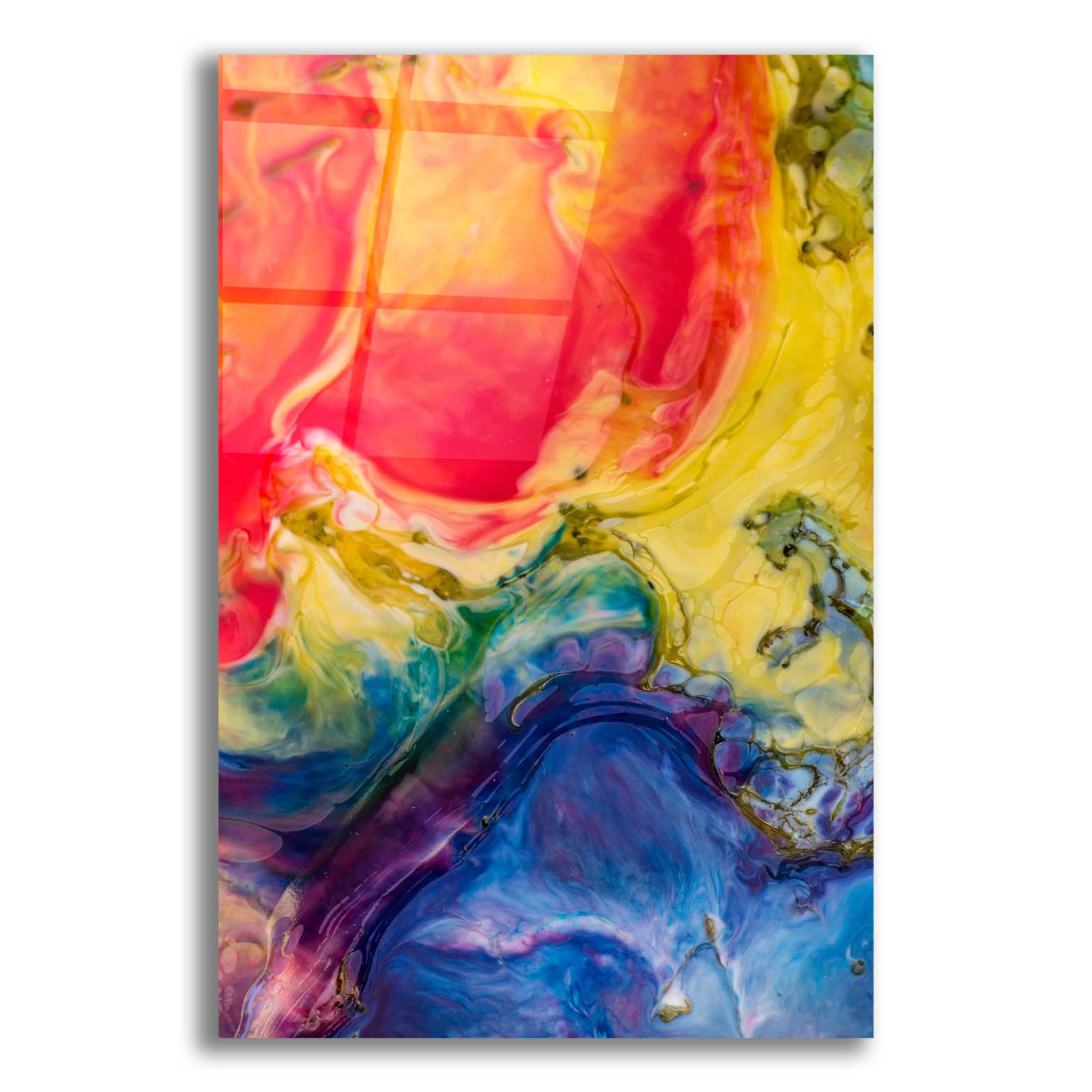 Epic Art 'Ice Cream Flow' Acrylic Glass Wall Painting - 16x24 Inches Modern Home Decor for Living Room, Bedroom & Office