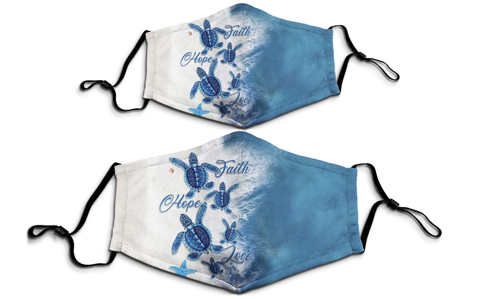 1PC Christian Sea Turtle Faith Hope Love 3D Printed Face Mask for Catholic Men & Women - Breathable Comfort for Church, Bible Study & Daily Worship