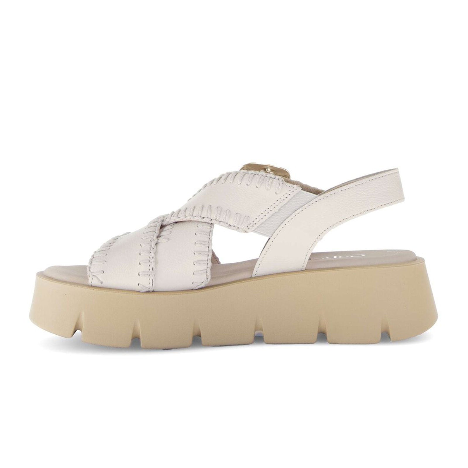 Gabor 64751 Women's Stitch Platform Backstrap Sandal in Cervo/Creme - Comfortable Summer Wedge Sandals for Beach, Vacation & Casual Outings