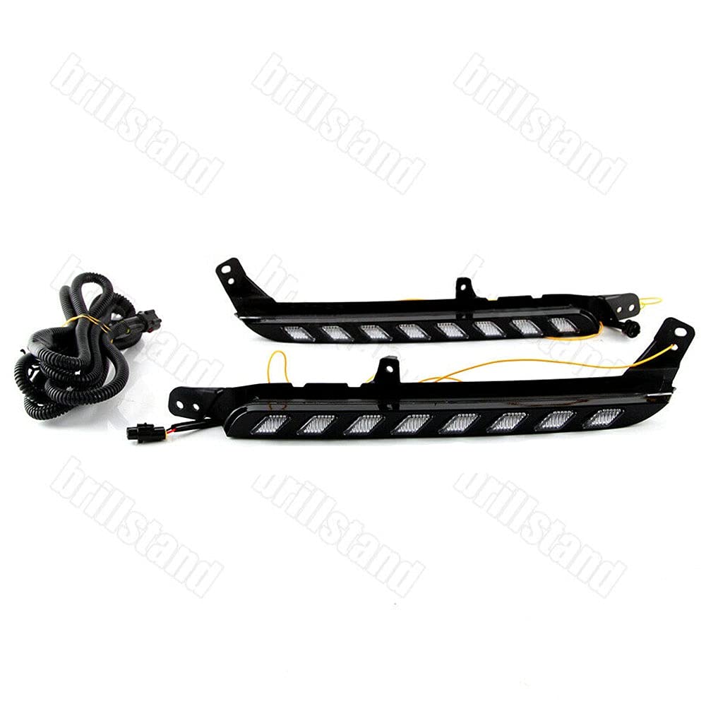 2020-2021 Toyota Hilux Revo Rocco LED Daytime Running Lights with Dynamic Yellow Turn Signal - DRL Light Bar & Wiring Harness Replacement Kit | Off-Road & Night Driving Safety Upgrade