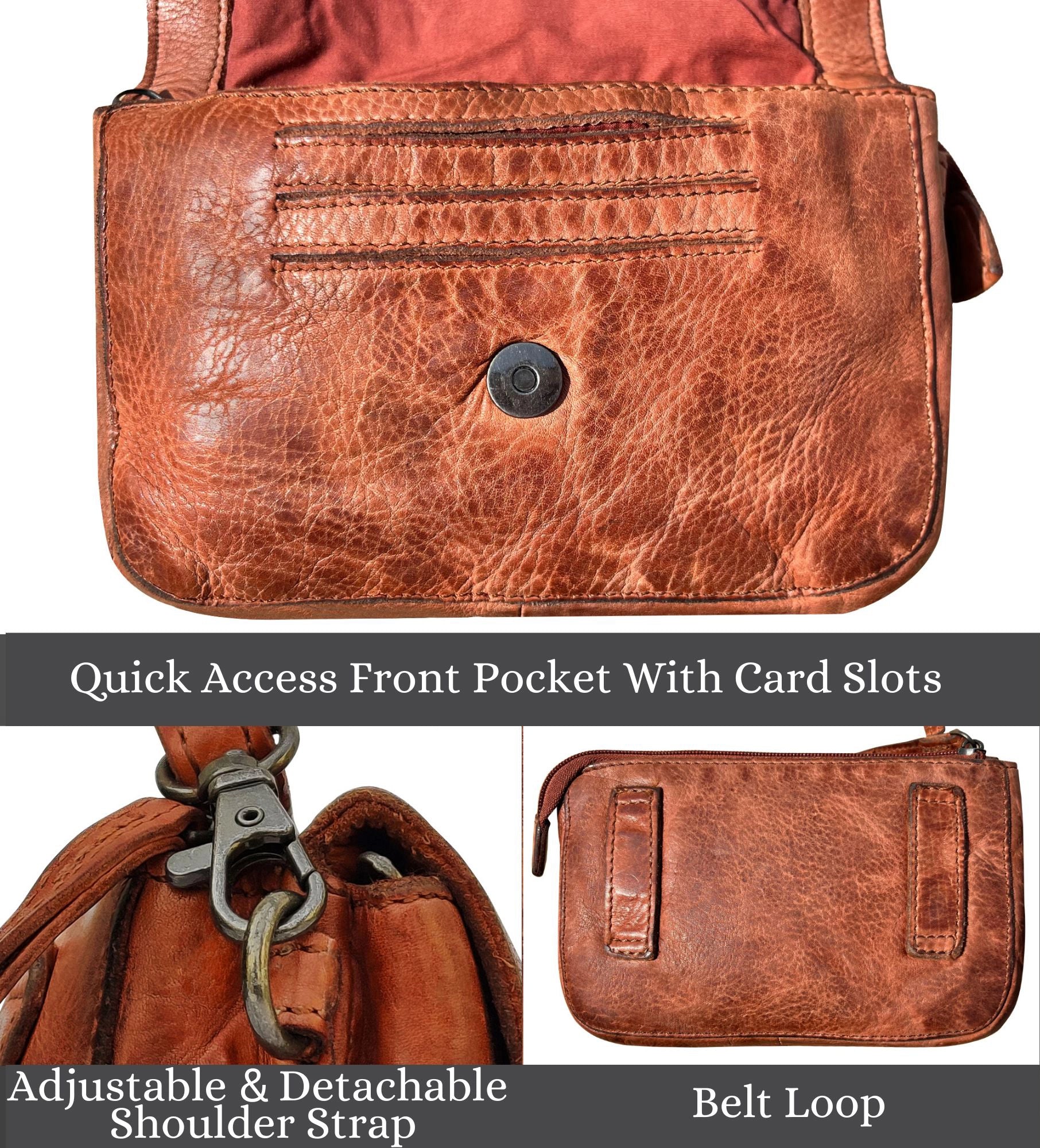 Genuine Leather Waist Bag for Women - Stylish Travel Purse & Wallet - Brown Crossbody Fanny Pack - Perfect for Hiking, Shopping & Everyday Use