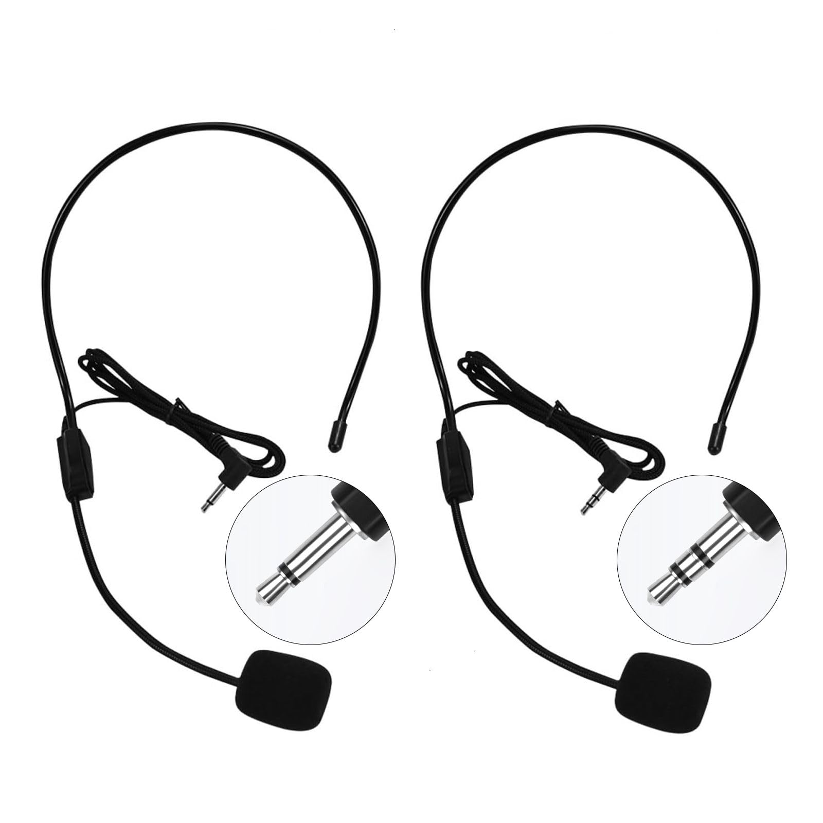 Set of 2 Flexible Wired Boom Headset Microphones for Voice Amplifier - Perfect for Teachers, Speakers, Coaches, Presentations & Seniors | Ideal for Classroom Lectures, Public Speaking & Online Meetings