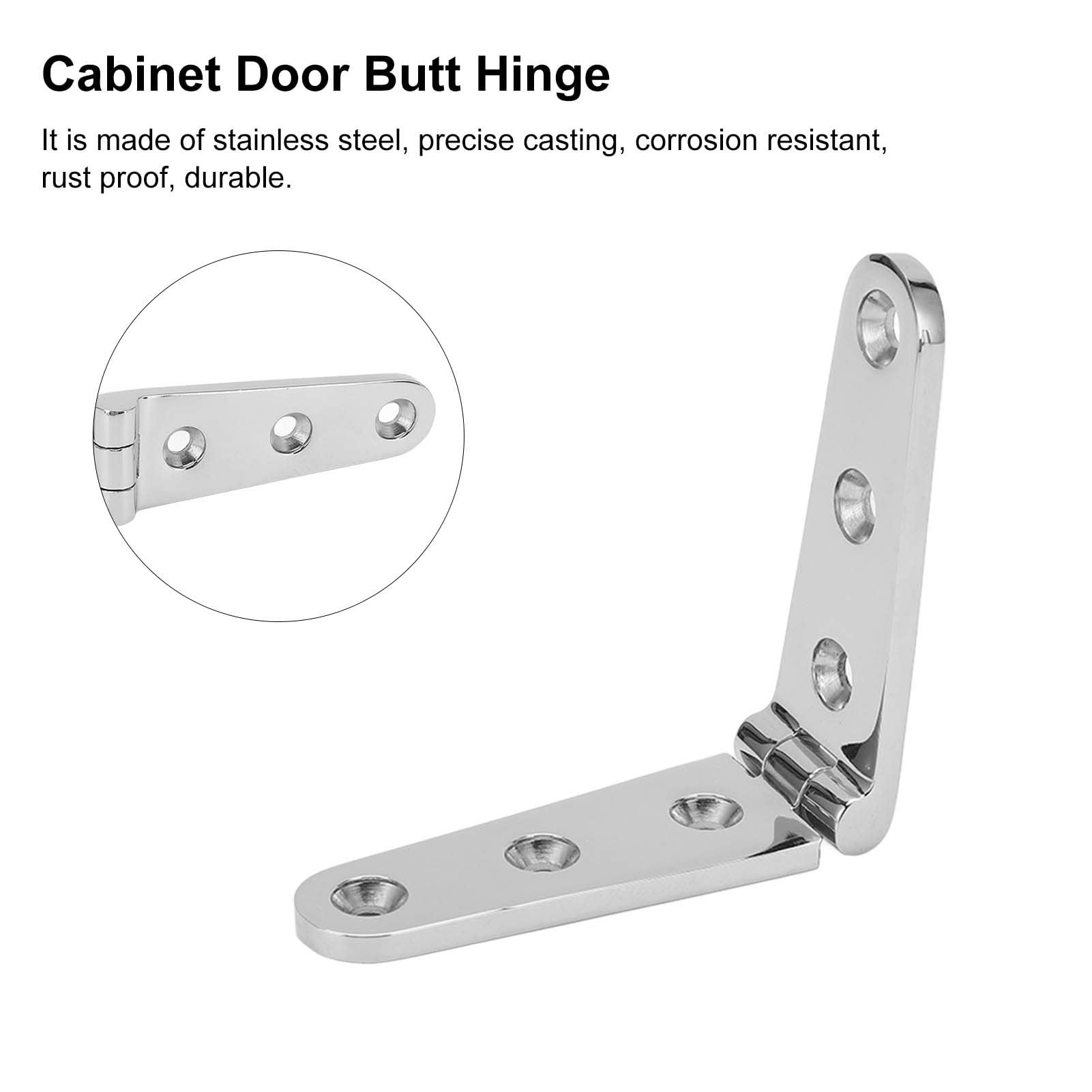 Heavy Duty 300 Degree Rotatable Stainless Steel Butt Hinge - High Accuracy Mirror Polished for Yacht Cabinets, Marine Furniture & Luxury Home Decor - Perfect for Cabinet Doors, Drawers & Storage Solutions
