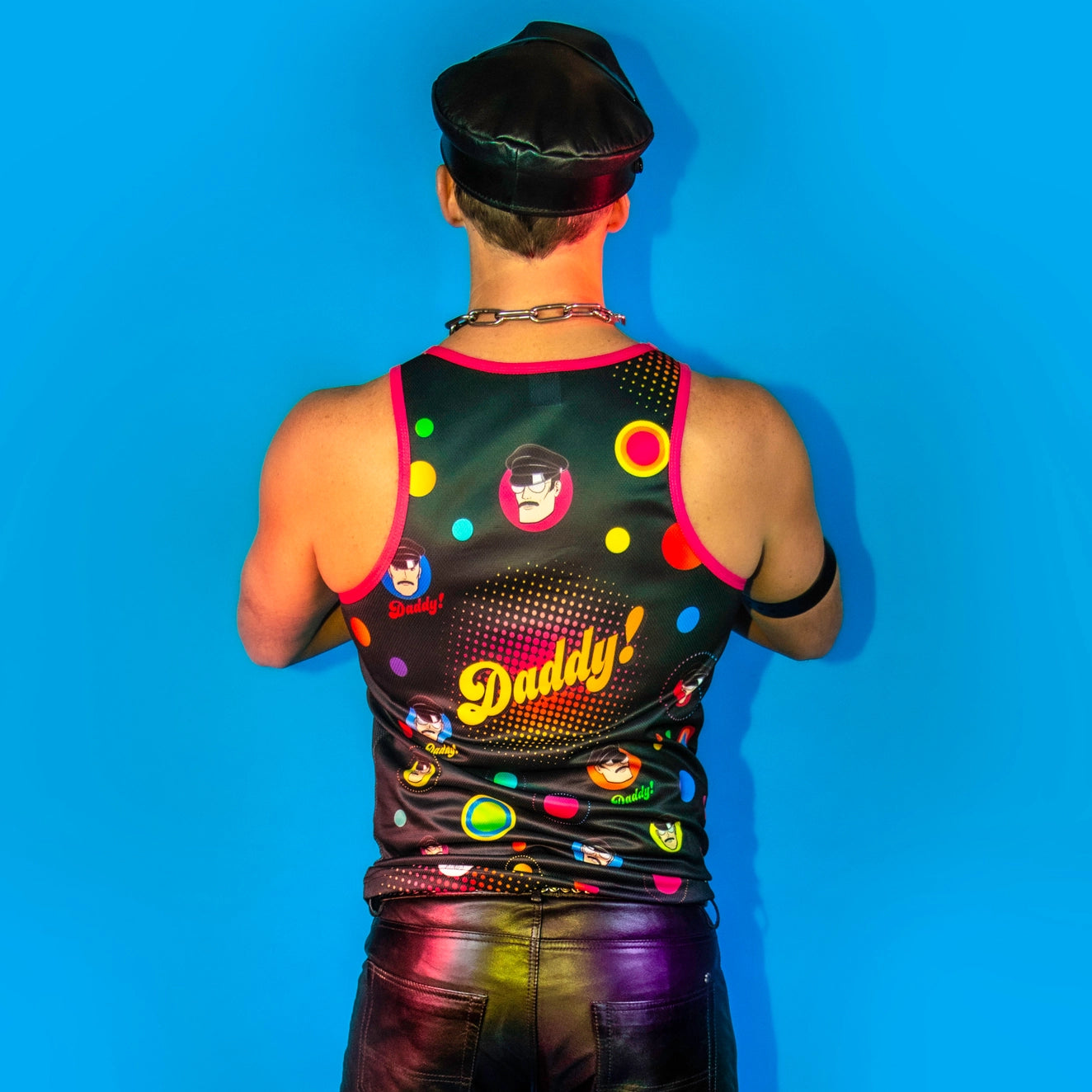 Peachy Kings Disco Daddy Mesh Tank Top for Men - Black Breathable Party Shirt for Concerts, Festivals & Nightclubs