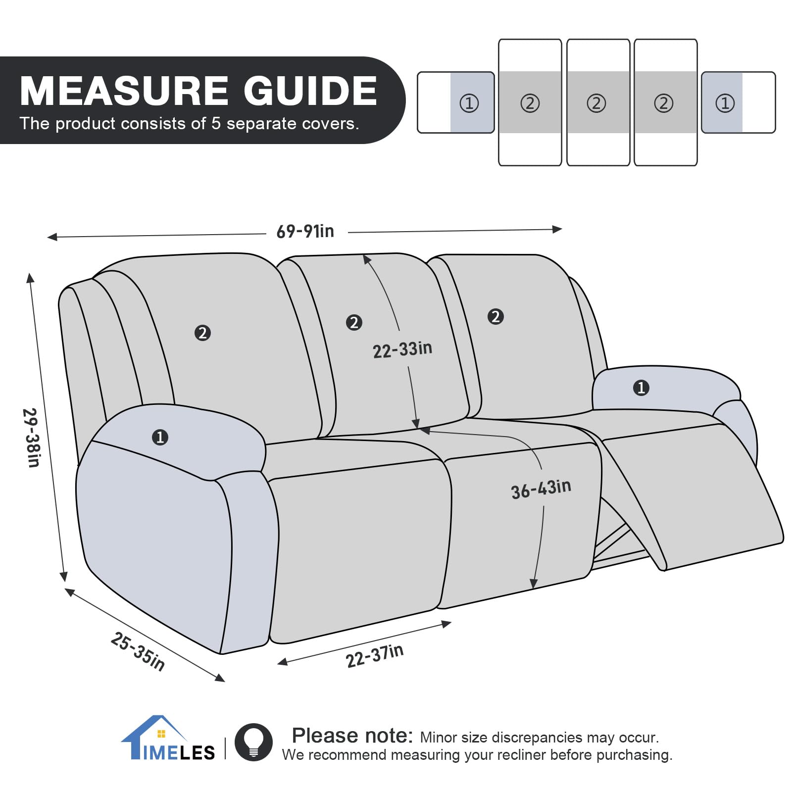 Timeless Recliner Sofa Cover - Stretchable Washable Slipcover for 3-Seater Reclining Couches (Chocolate Brown) - Perfect for Living Room Furniture Protection & Style Upgrade