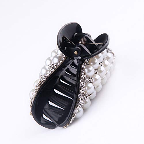 2-Pack Rhinestone Hair Claw Clips with Imitation Pearls - Non-Slip Hair Clamps for Women & Girls - Perfect for Parties, Weddings & Everyday Hairstyles