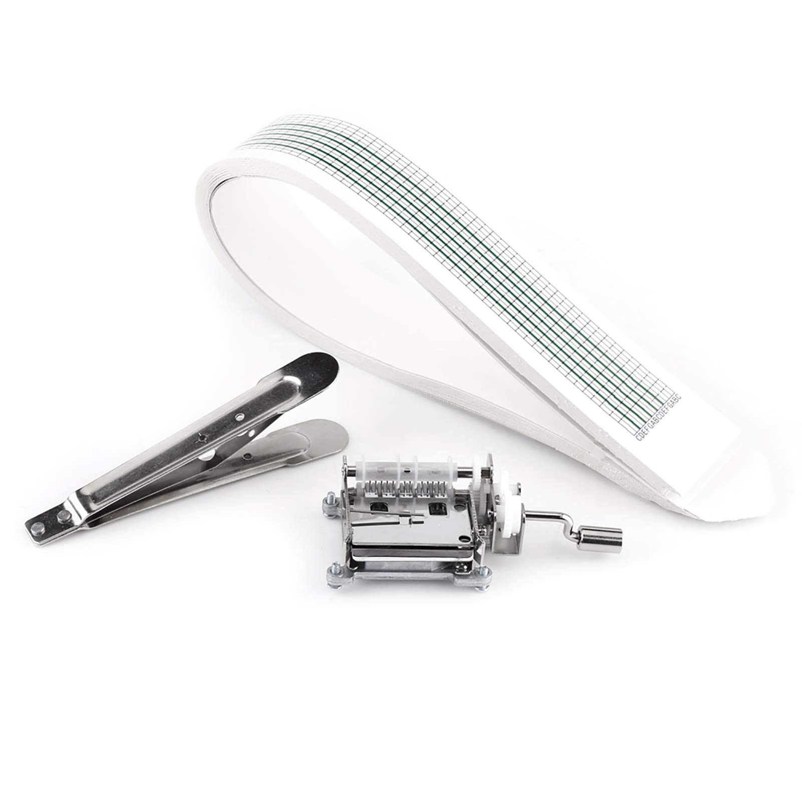 DIY 15-Note Hand Crank Music Box Movement with Hole Puncher & 20 Paper Tapes - Perfect for Crafting, Gift Making, and Home Decor Projects