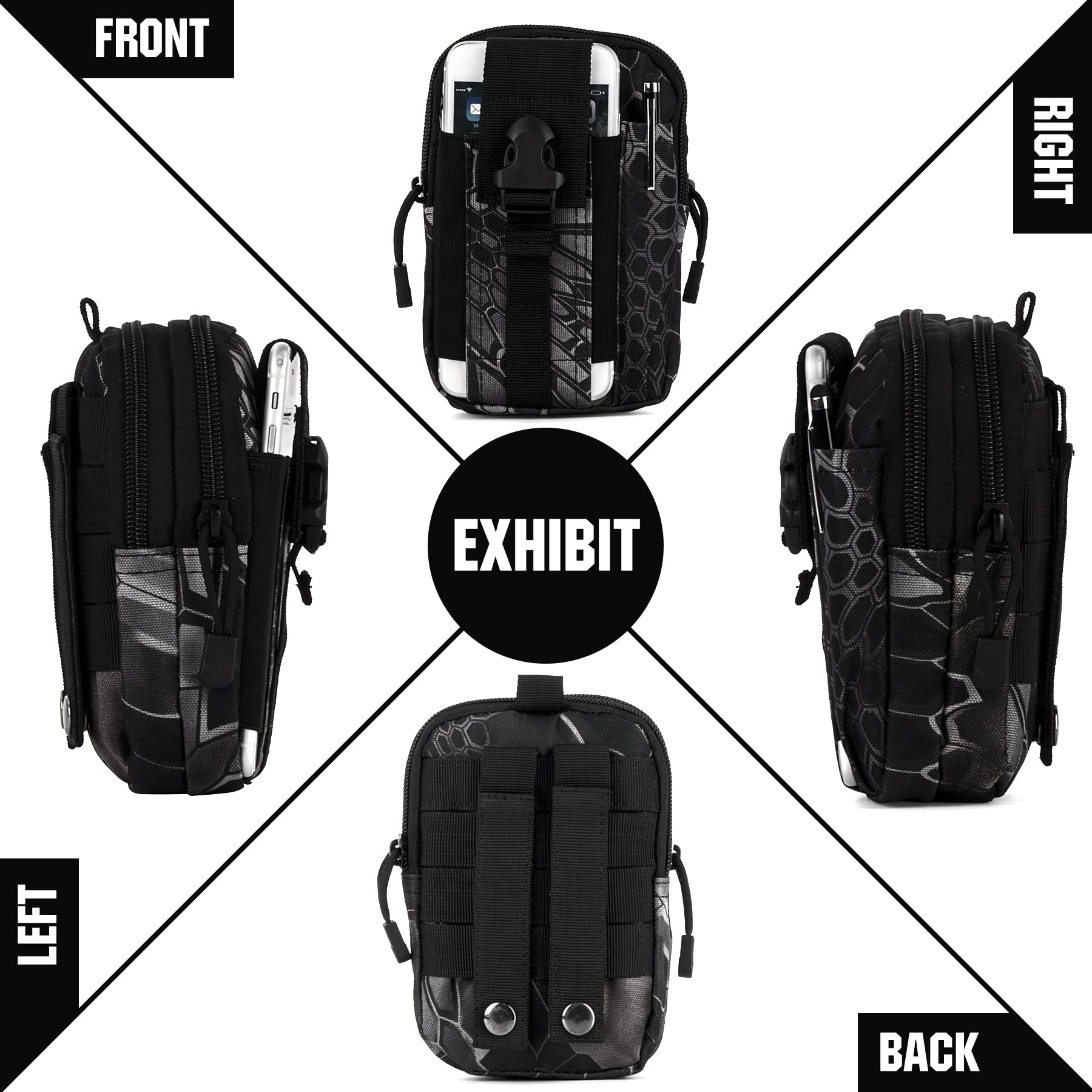 IronSeals Tactical MOLLE Pouch - Compact Utility Waist Bag & Phone Holster for iPhone 15 Pro Max/15 Pro/14 Plus/14 Pro Max/14/13 Pro Max/13 Pro/12 Pro Max/11 Pro Max (4.7