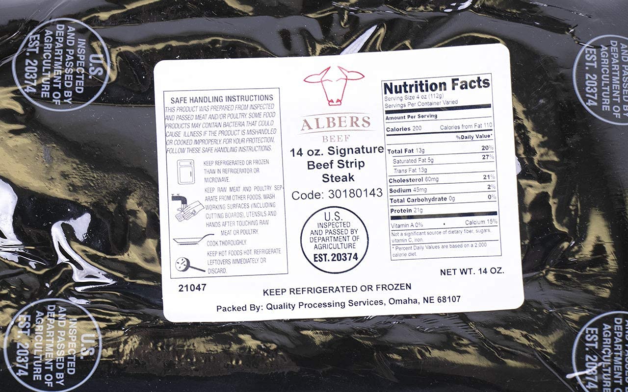 Premium Albers Beef New York Strip Steak (4 Pack) | USDA Prime Rib | Herb-Marinated for Rich Flavor | Perfect for Grilling, BBQ & Special Occasions