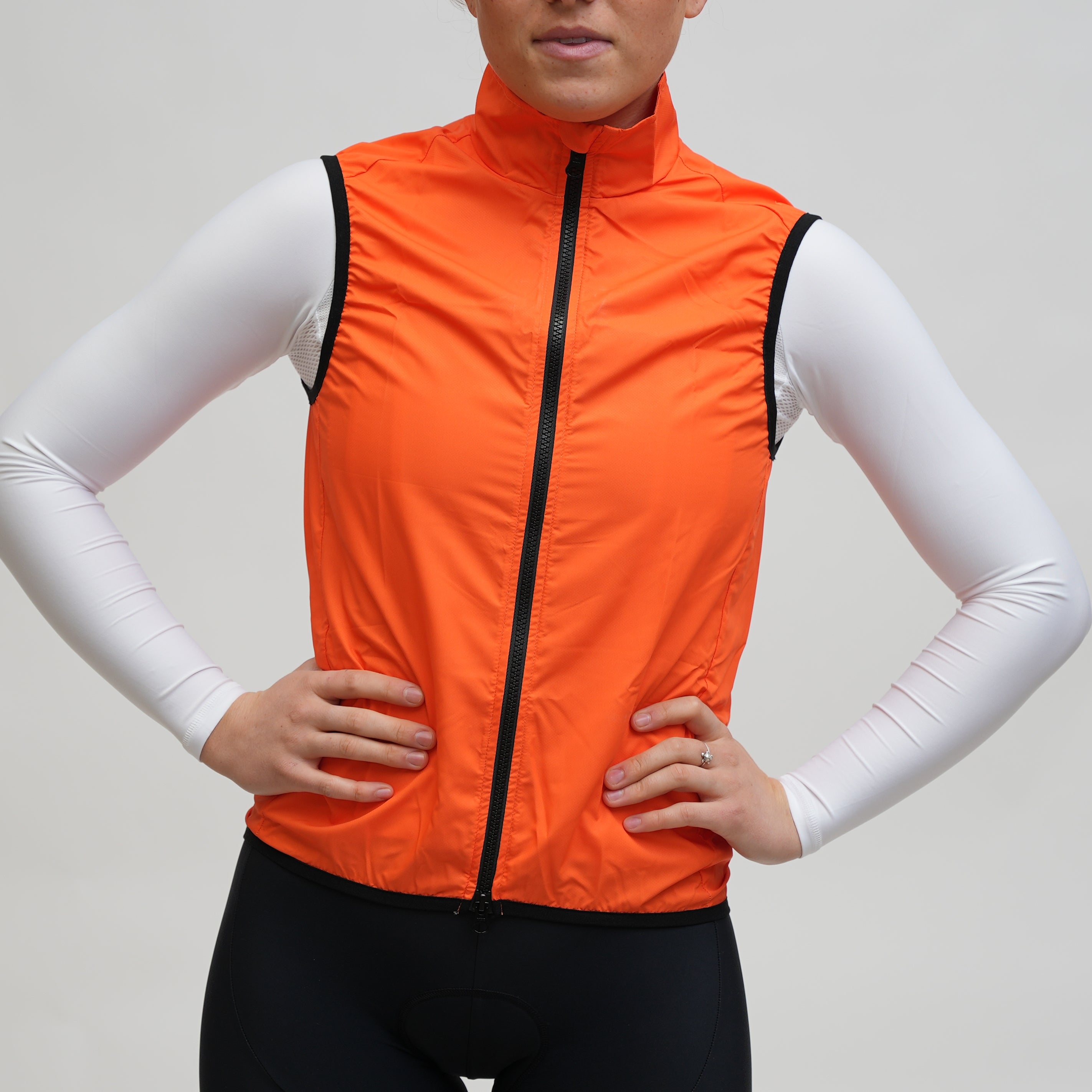 Lightweight Wind Vest for Men & Women - Breathable Orange Windbreaker for Running, Hiking & Outdoor Activities