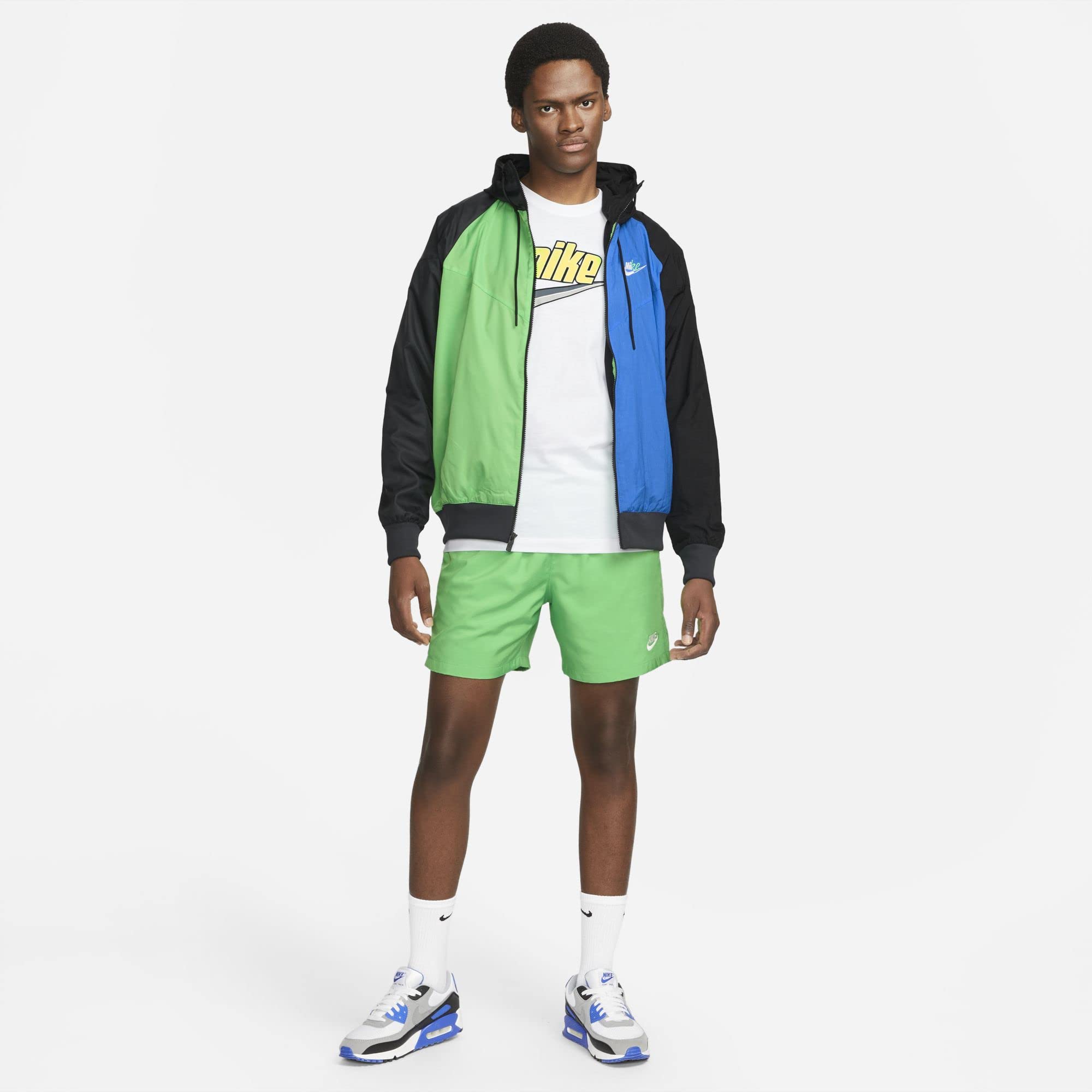 Nike Men's Sportswear Essentials+ Windrunner Woven Jacket - Lightweight Running & Training Jacket for Men (Large, Light Green/Blue/Black) | Perfect for Jogging, Gym Workouts & Outdoor Activities