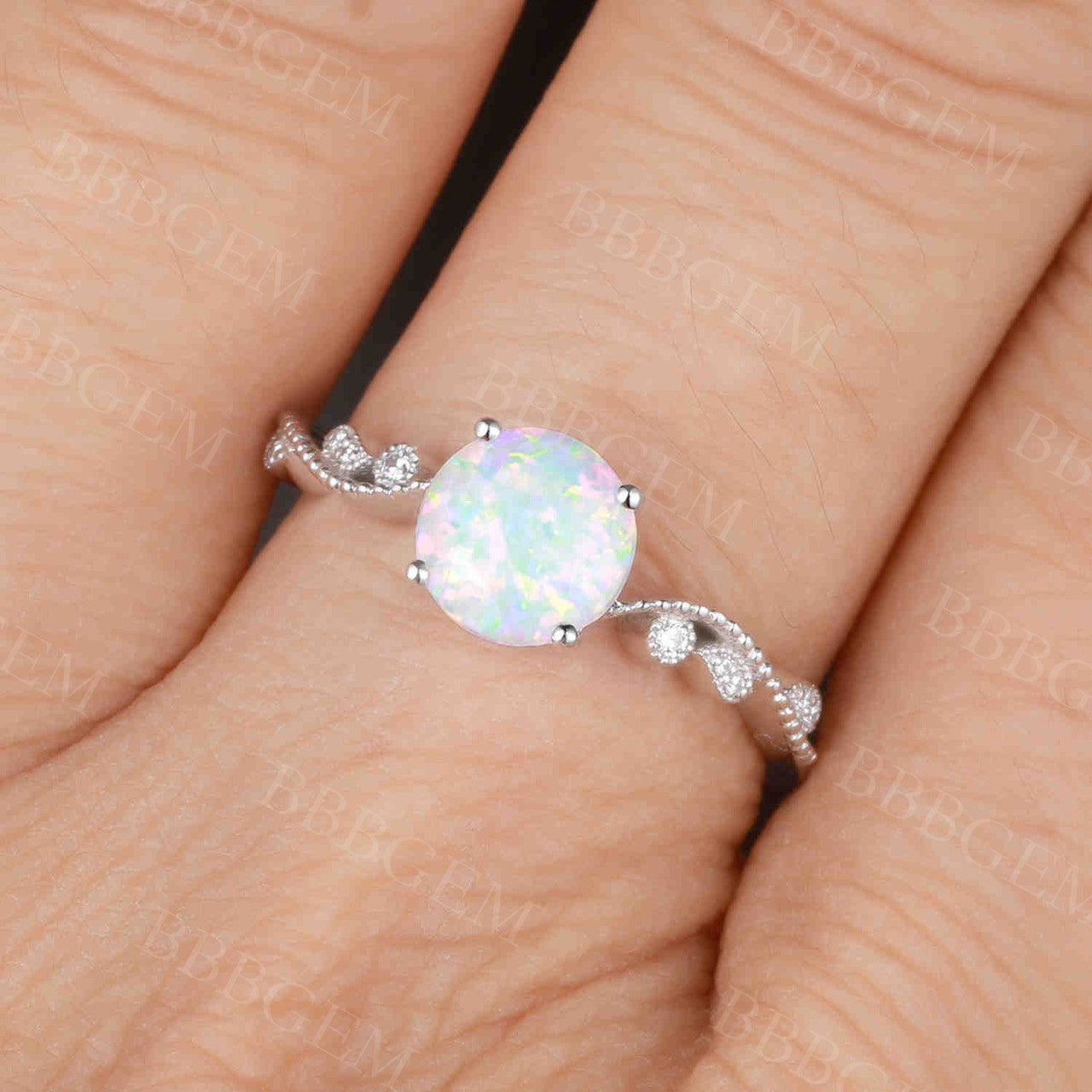 14K/18K Gold Opal Diamond Engagement Ring for Women - Bezel Set Solitaire Ring - Perfect for Proposals, Anniversaries & Special Occasions