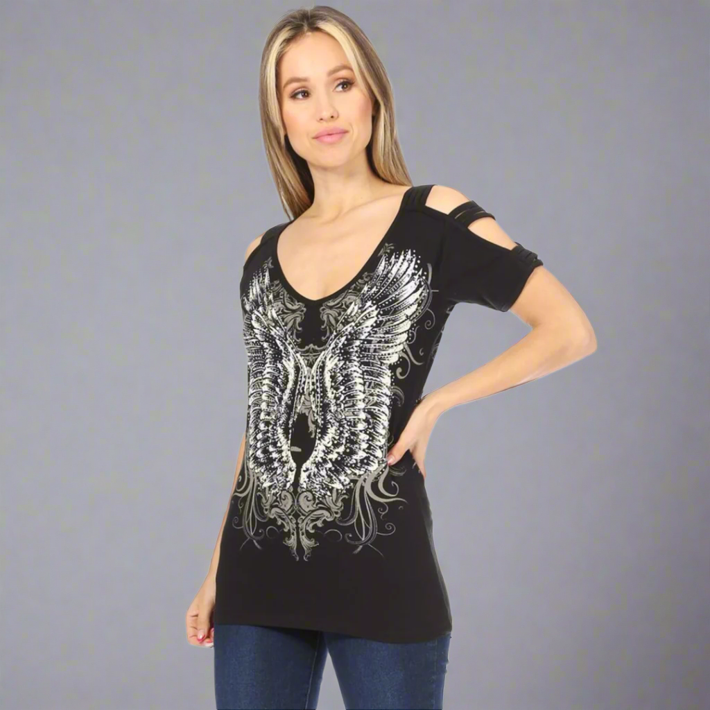 Sparkling Rhinestone Angel Wing Tank Top for Women - Sexy & Stylish Party Wear, Club Outfit, Summer Fashion