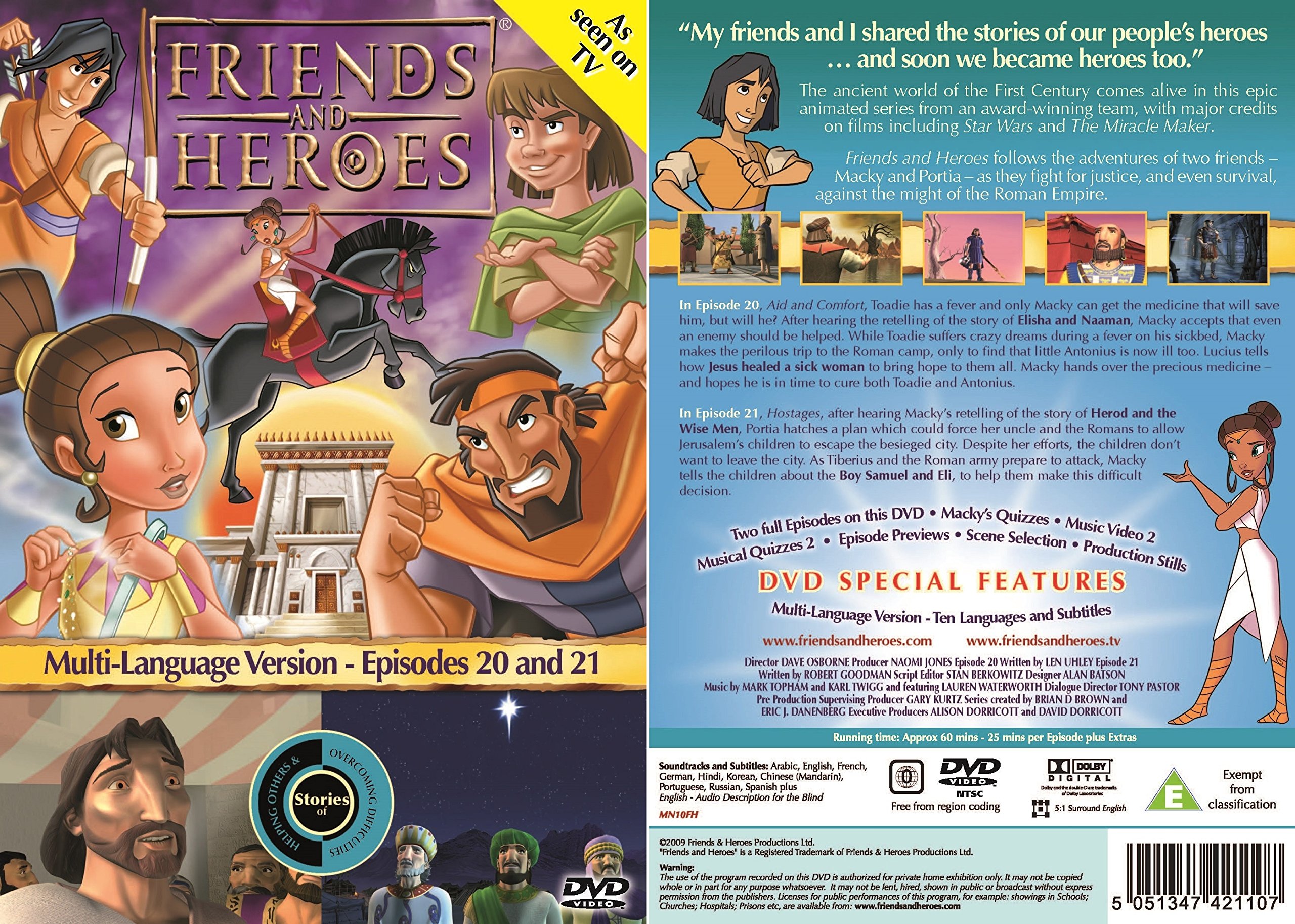 Friends and Heroes DVD Series 2 Pack - Bible Stories of Jesus, Moses, Jacob & Noah's Ark in Multiple Languages | Christian Kids' Entertainment, Sunday School & Family Movie Night