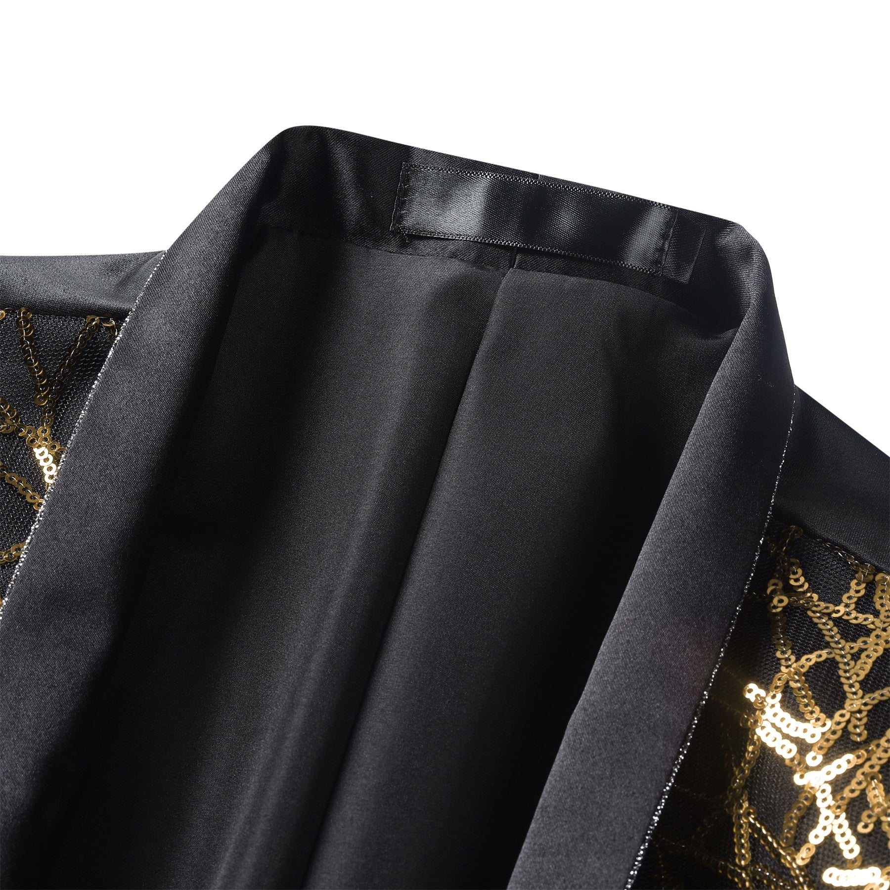 Men's Gold Sequined Stand Collar Single Breasted Blazer Jacket - Perfect for Parties, Weddings & Special Occasions