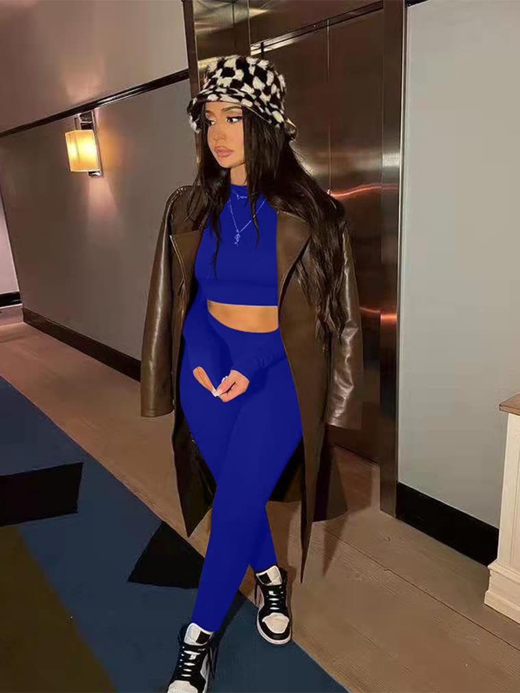 GOKATOSAU Women's Sexy 2 Piece Outfits - Long Sleeve Crop Top & High Waist Pants Set | Clubwear, Party Jumpsuit, Night Out Fashion | Perfect for Clubbing, Date Night & Special Occasions