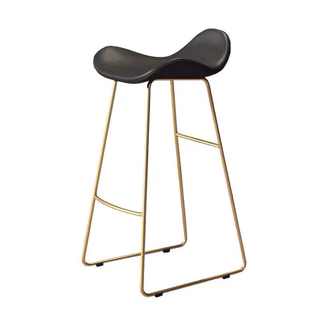 Premium Leather Bar Stool - Modern Iron High Chair with Curved Backrest & Footrest | Heavy Duty 500lb Capacity | Perfect for Kitchen Island, Home Bar, Restaurant & Cafe Use