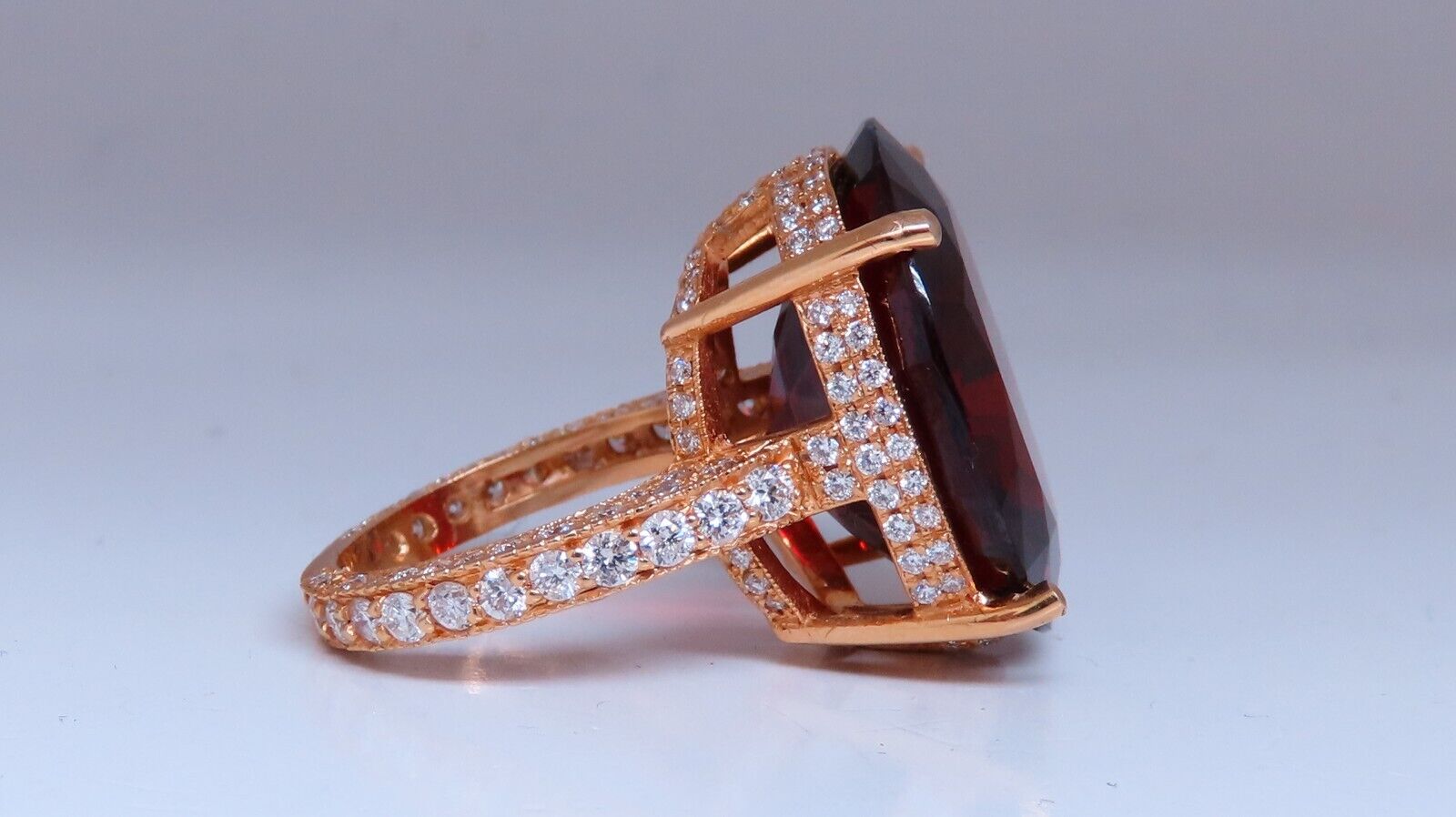 35.75 Carat Natural Vivid Red Spessartite Diamond Ring in 14K Gold - Elegant Engagement, Anniversary & Special Occasion Jewelry Gift for Women