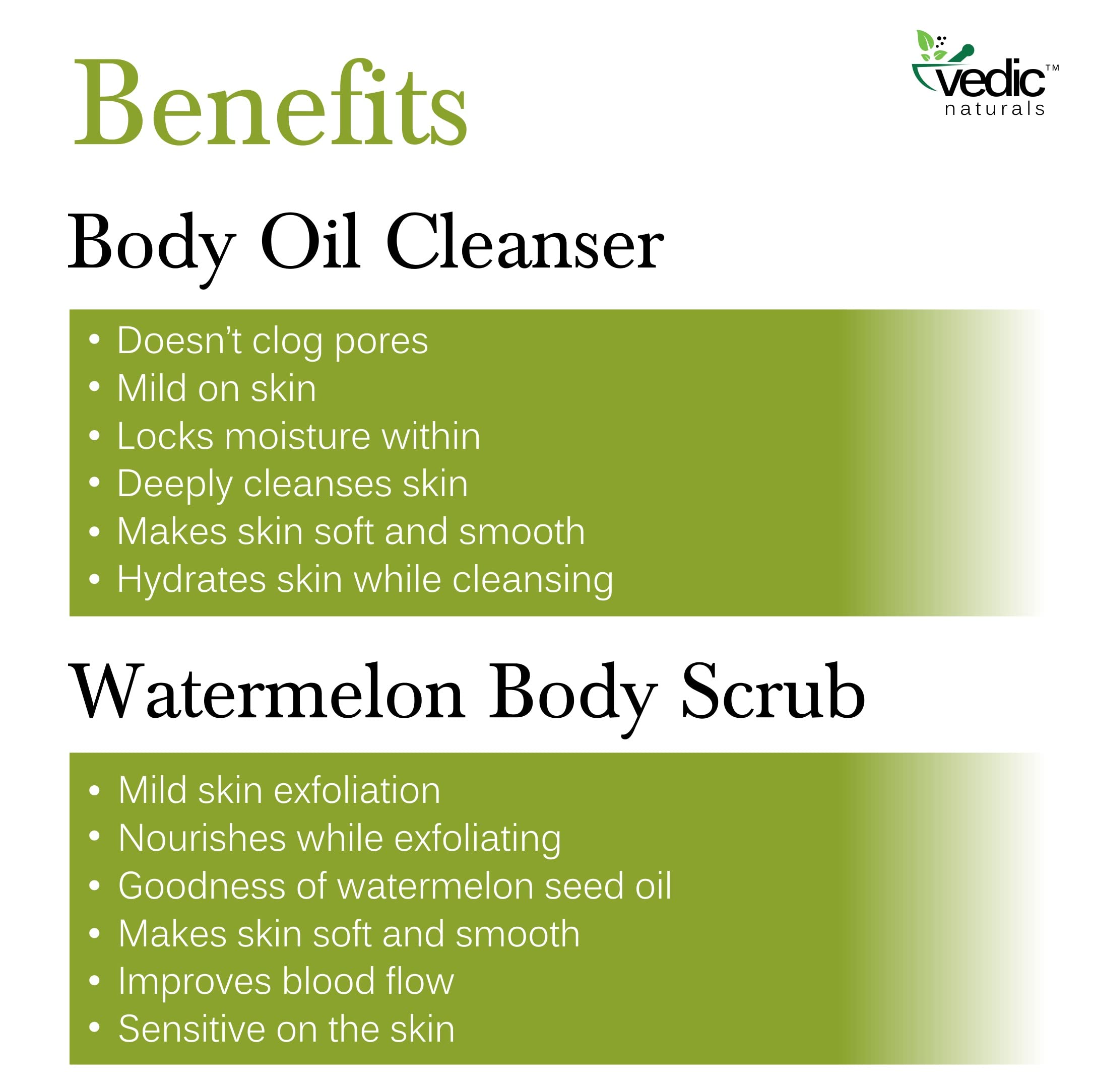 Vedic Naturals Organic Bath Gift Set - 2 Piece Watermelon Body Scrub & Body Oil Cleanser | 100% Natural Skincare for Spa Day & Relaxation | Perfect Self Care & Birthday Present