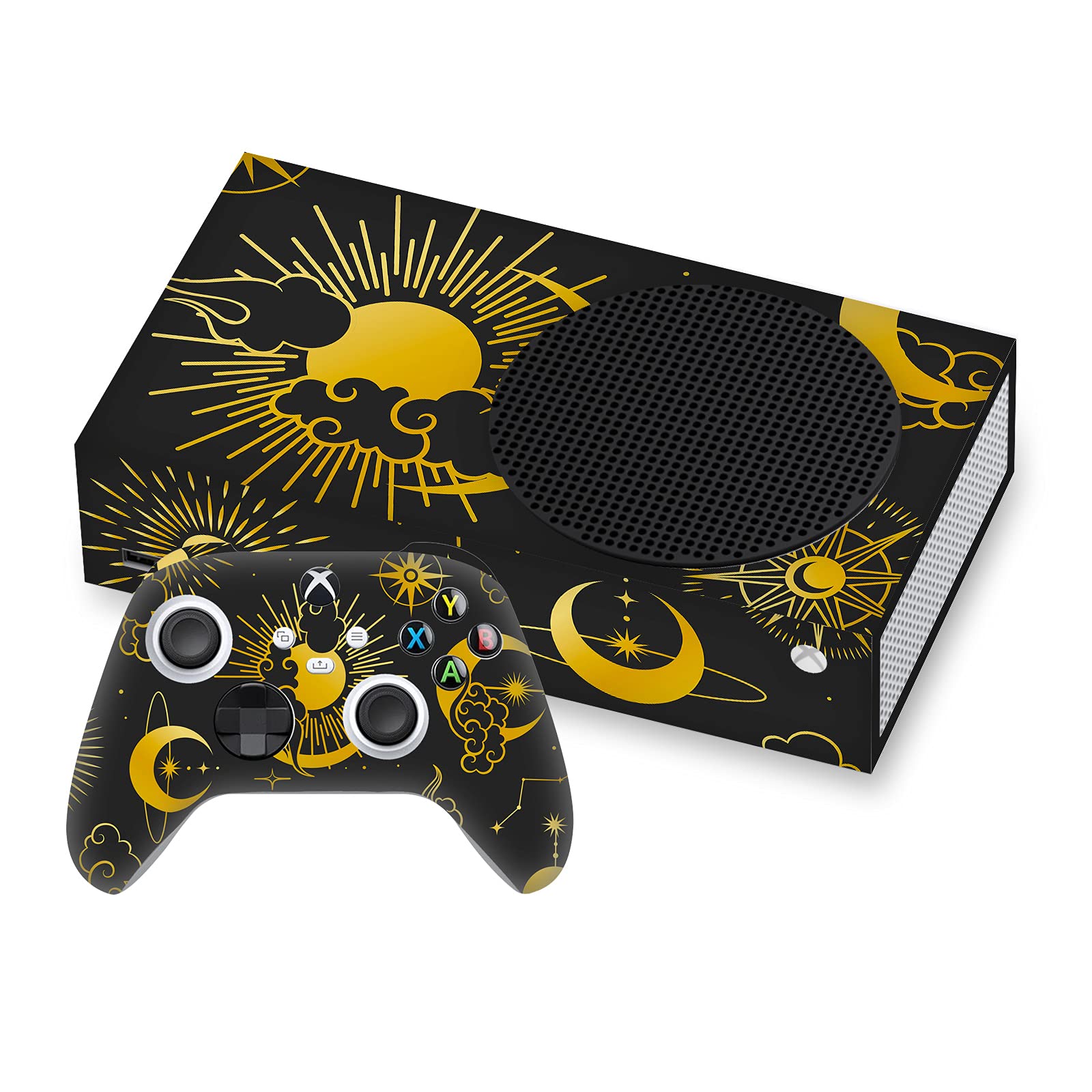 Official Haroulita Sun Moon and Stars Matte Vinyl Skin Sticker for Xbox Series S Console & Controller Bundle - Gaming Protection & Custom Design - Perfect for Gaming Setups & Personalization