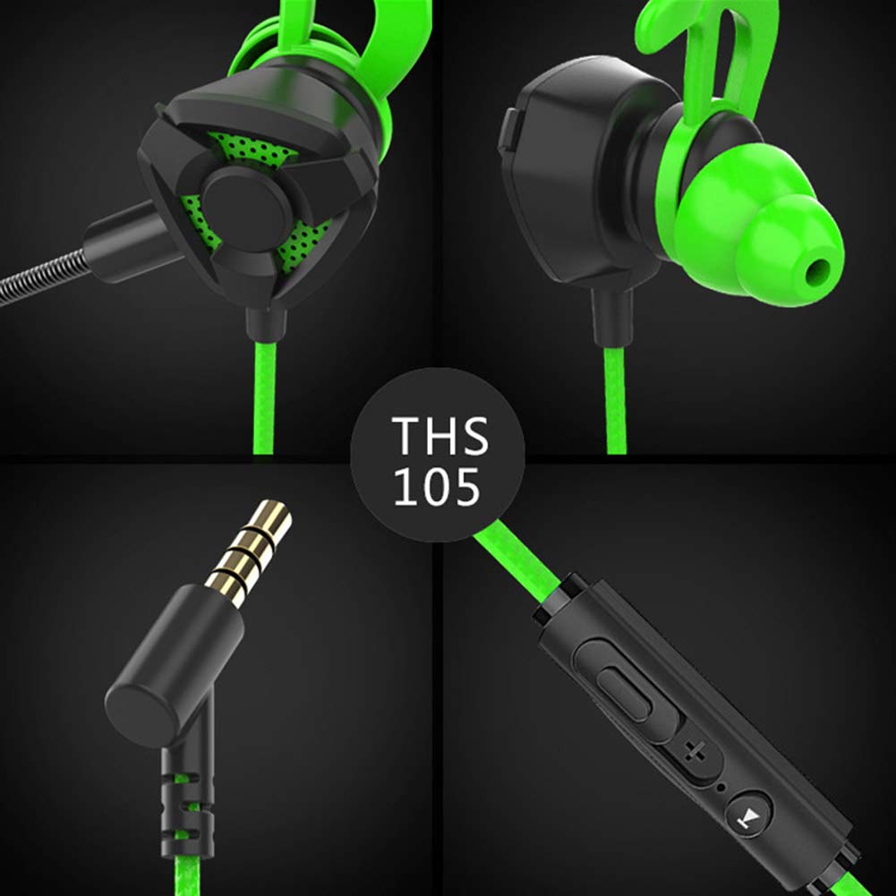 Best Gaming Headset with Dual Mic - Noise Cancelling In-Ear Headphones for PS4, Xbox One, PC, Laptop & Mac (Green) - Perfect for Competitive Gaming & Online Chat