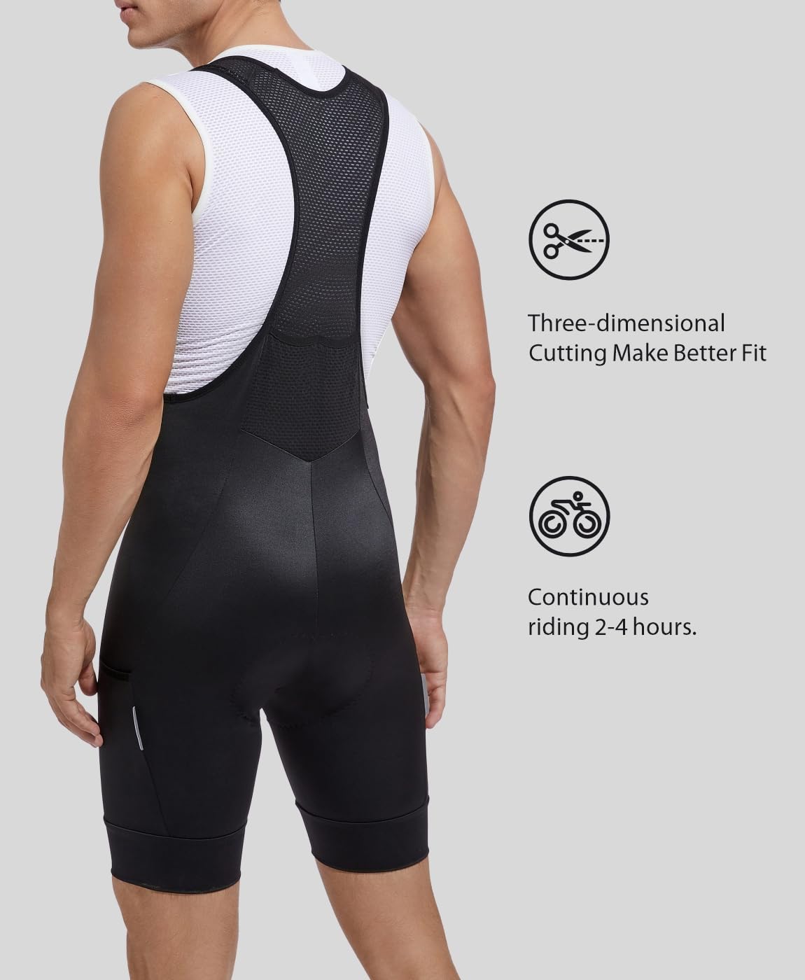 Qualidyne Men's Cycling Bib Shorts - 4D Padded Road Bike Bibs with Pockets, UPF50+ Sun Protection for Long Distance Riding & Training