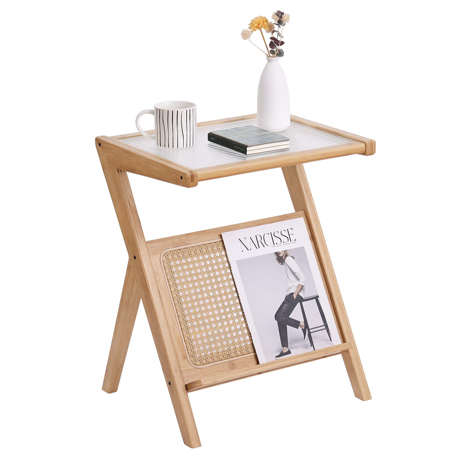 2-Tier Industrial Square End Table with Mesh Shelf - 20