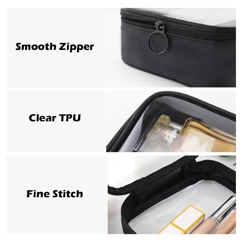 3-Piece Clear Makeup Bags Set - TPU Travel Toiletry Organizer with Zipper for Cosmetics, Toiletries & Accessories (Small, Medium, Large) - Perfect for Air Travel, Gym, Beach & Daily Organization