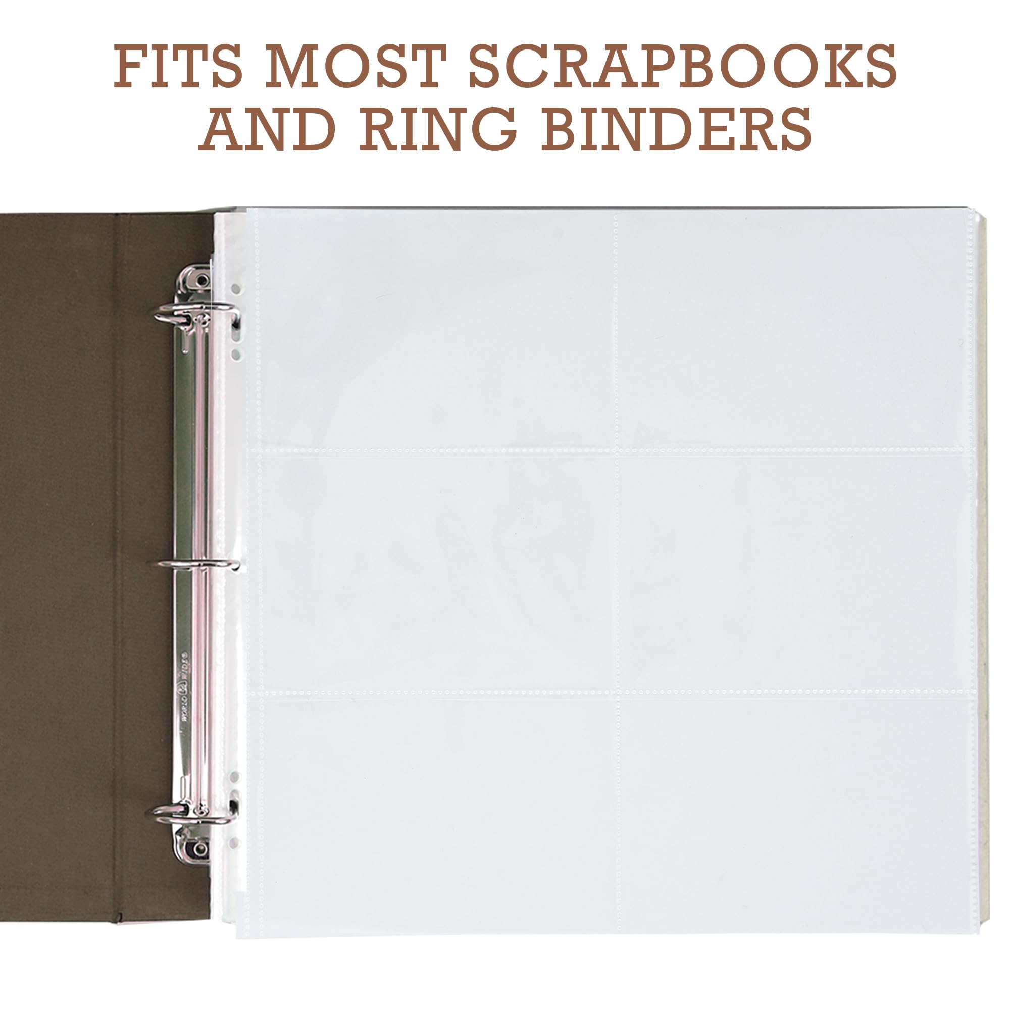 Samsill 12x12 Inch Scrapbook Refill Pages - 6 Pocket Top-Loading Design, Holds 12 (4x6 Inch) Photos - 50 Pack Heavy-Duty Clear Pages for 3-Ring Binders & Photo Albums - Perfect for Memory Keeping, Wedding Albums, and Family Photo Preservation