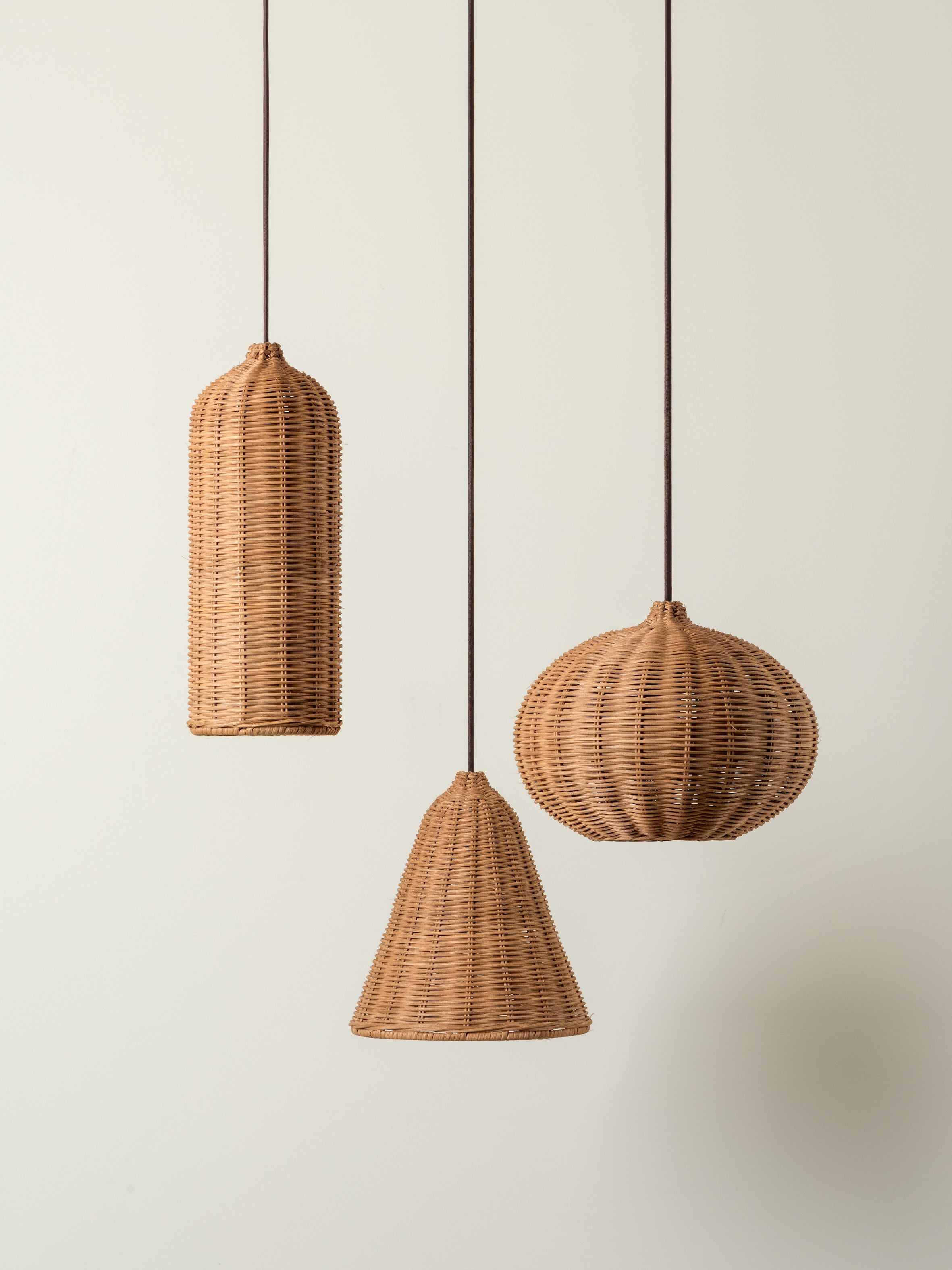 Aditi 3-Light Rattan Pendant Light Fixture - Natural Woven Chandelier for Dining Room, Kitchen Island, or Bedroom Lighting