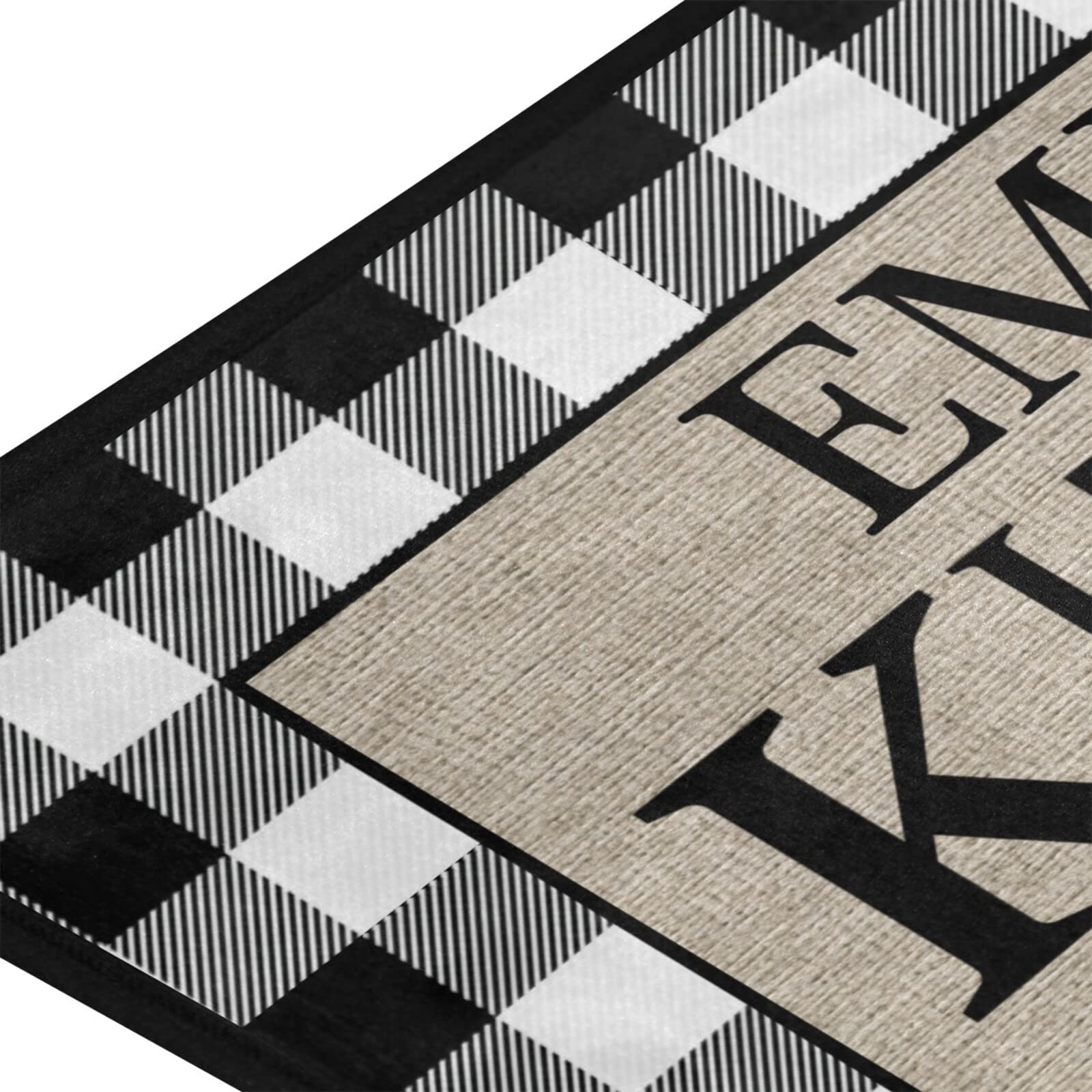 Non-Slip White Buffalo Plaid Kitchen Rug - Cushioned Anti-Fatigue Farmhouse Floor Mat with Sunflower Design (39x20 Inches) - Perfect for Kitchen, Laundry Room & Standing Work Areas | Personalized Home Decor Gift