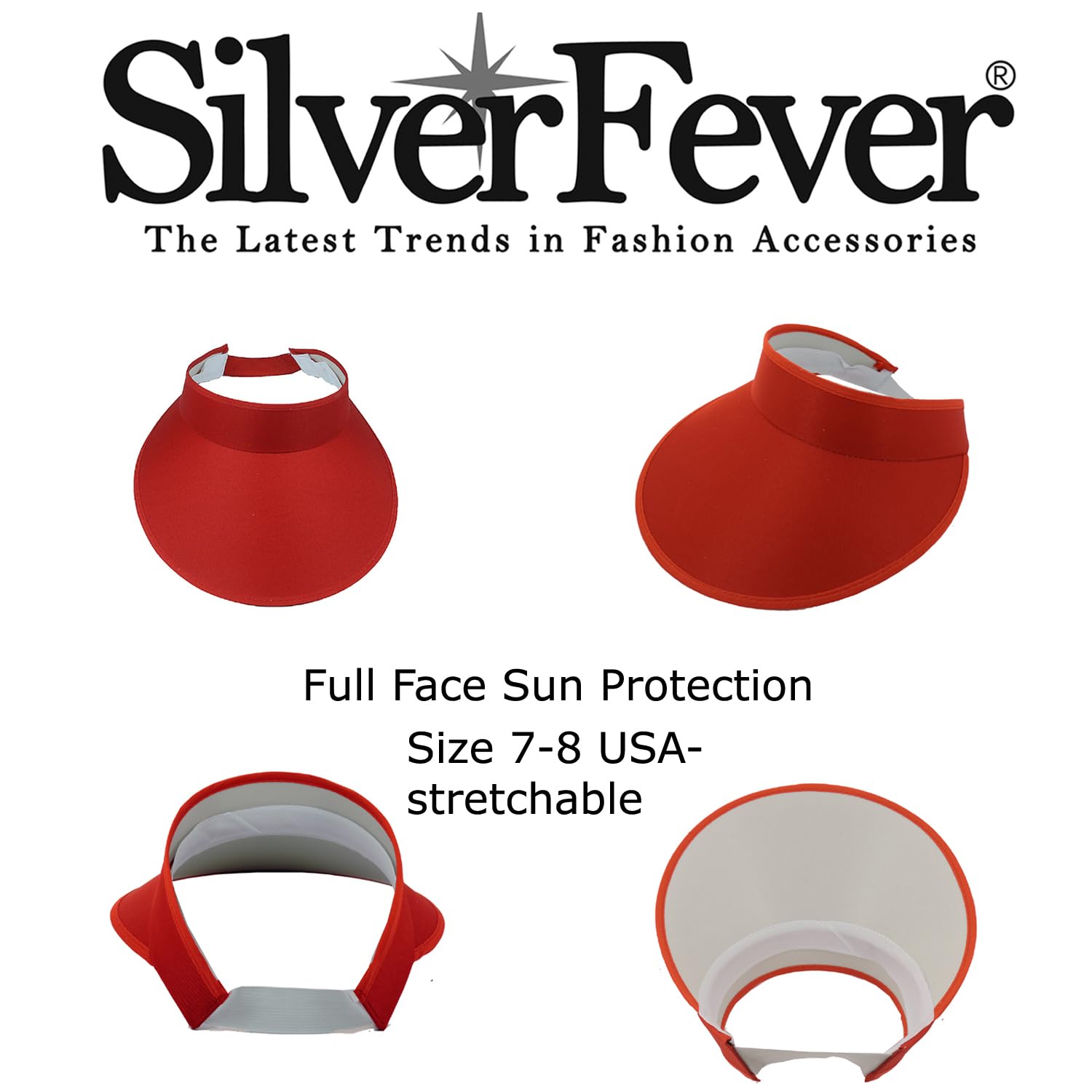 Silverfever Women's Wide Brim UV Protection Sun Visor Hat - UPF 50+ Sunblock for Beach, Tennis, Golf & Outdoor Sports (Red) - Perfect for Summer Activities and Travel