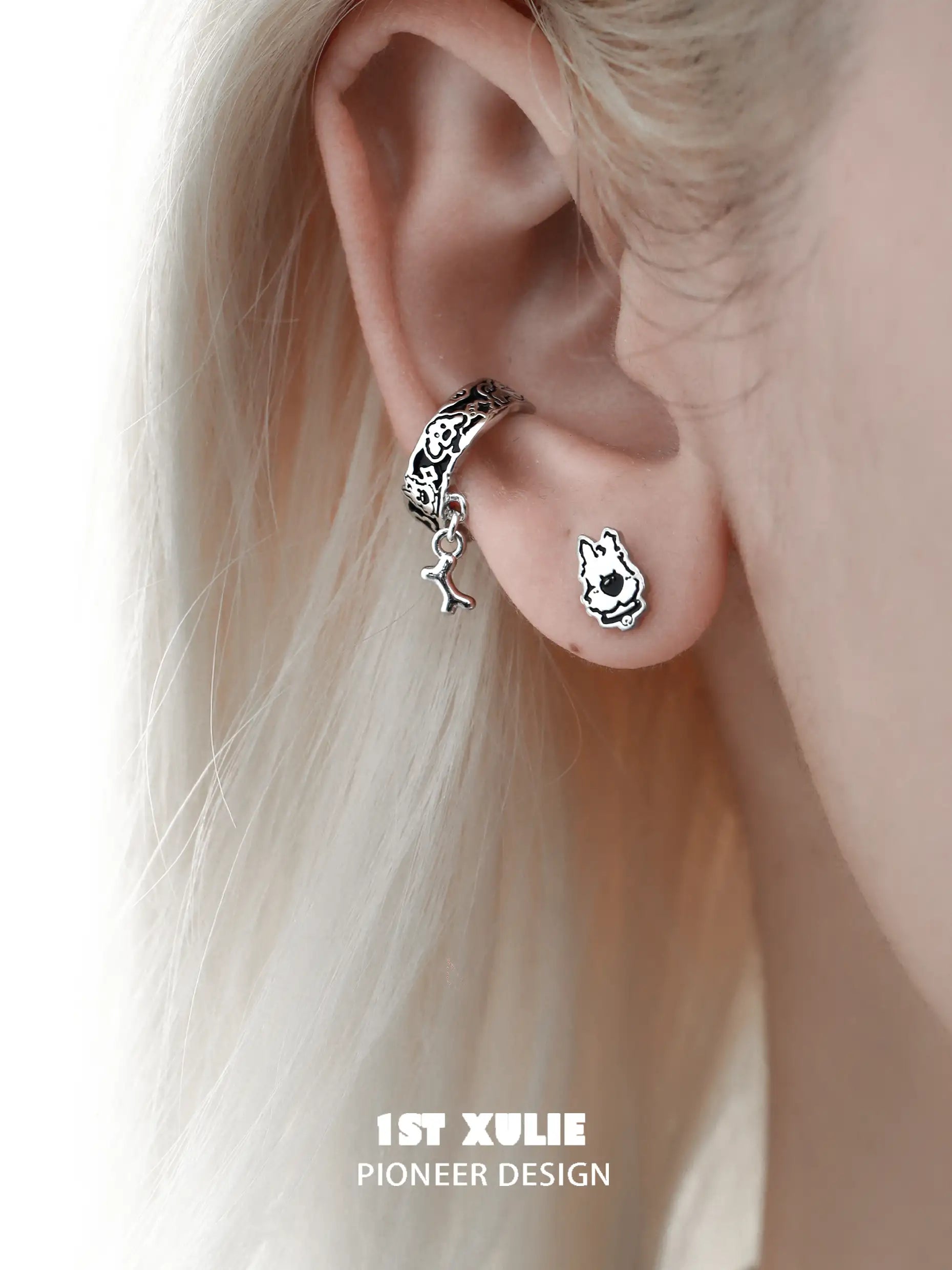 Graffit Puppy 18K Gold Plated Asymmetrical Earrings - Trendy Fashion Jewelry for Women, Perfect for Parties, Date Nights & Special Occasions