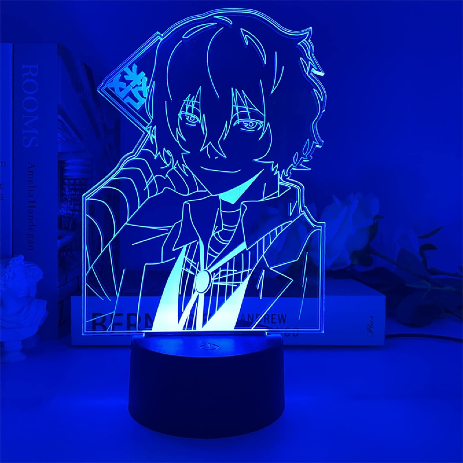 GAYILA Anime Bungou Stray Dogs Acrylic 3D Night Light - Dazai Osamu & Nakahara Chuuya LED Neon Lamp for Kids Room, Bedroom Decor - Perfect for Anime Fans, Night Reading, and Cozy Bedroom Ambience