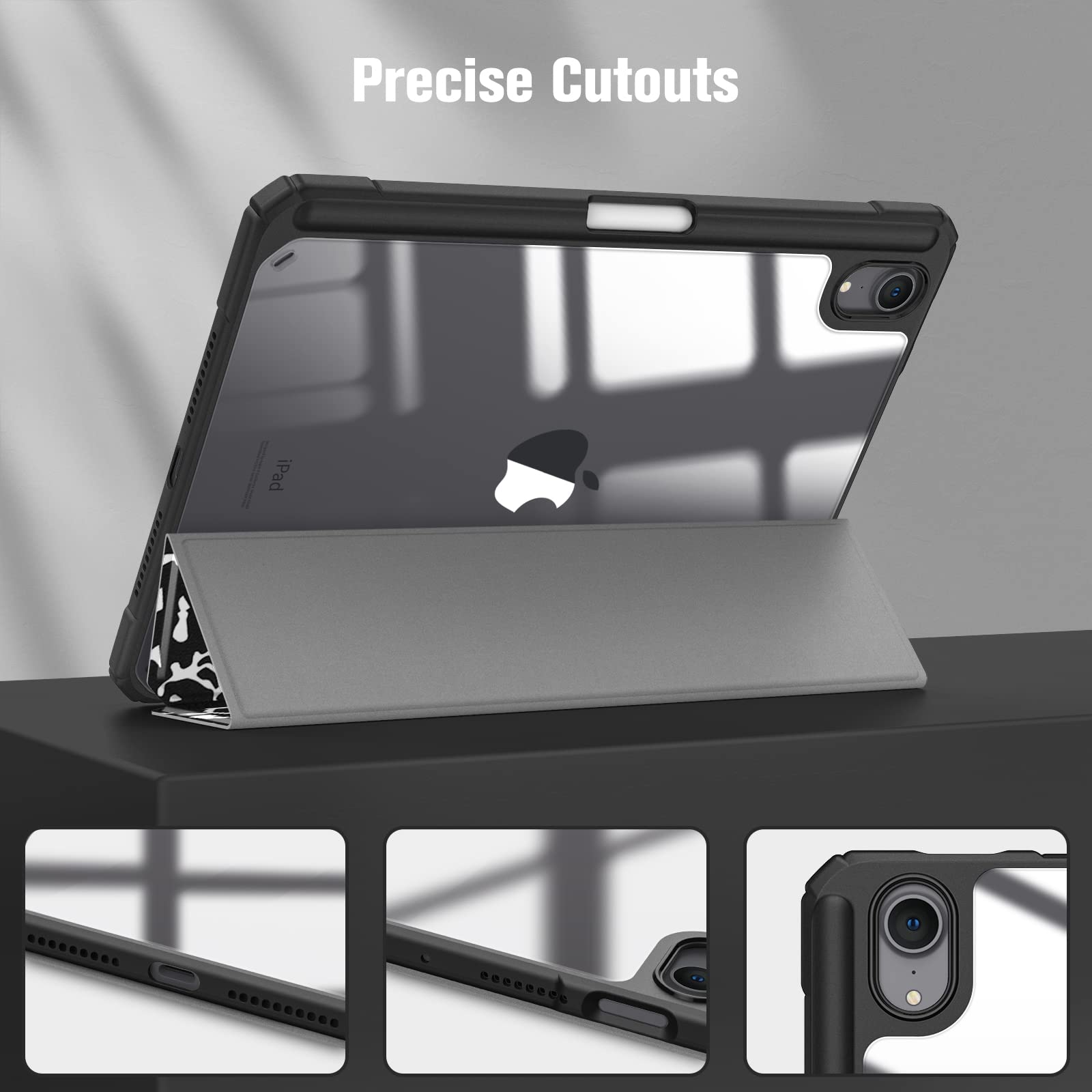 Fintie Hybrid Slim Case for iPad Mini 7 (2024) & iPad Mini 6 - Shockproof Clear Transparent Back Cover with Built-in Apple Pencil Holder - Perfect for Work, Travel, and Home Use