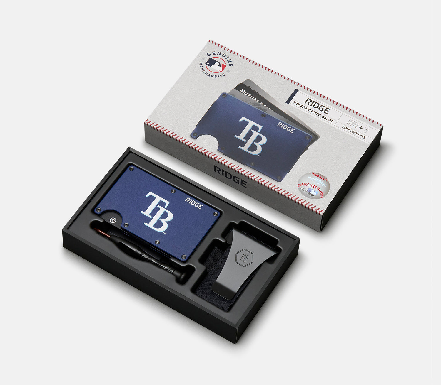 Ridge Wallet for Men - Slim Minimalist RFID Blocking Front Pocket Wallet - Tampa Bay Rays Edition | Perfect for Everyday Carry, Travel & Gifts