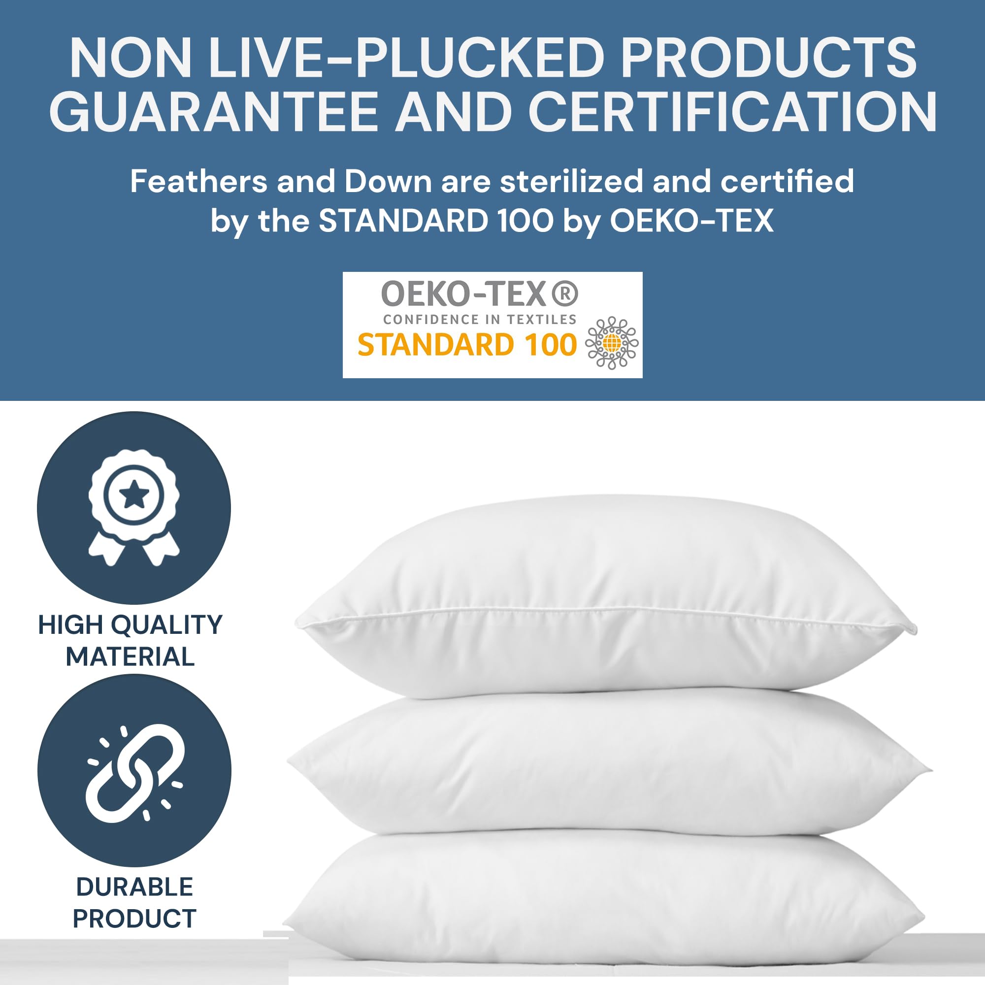 Extra Soft Down Pillow for Stomach Sleepers - Ultra Flat & Supportive Bed Pillow with White Duck Down - Standard Size - Perfect for Side Sleepers, Neck Pain Relief & Hotel-Style Comfort