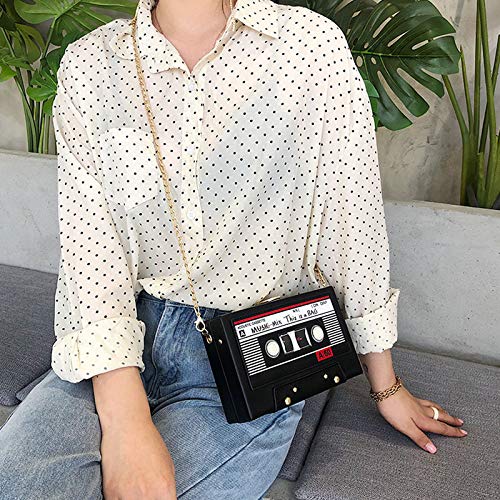 Vintage Retro Radio Shape Crossbody Bag for Women - PU Leather & Metal Clutch Purse - Perfect for Evening Parties, Concerts & 80s Themed Events