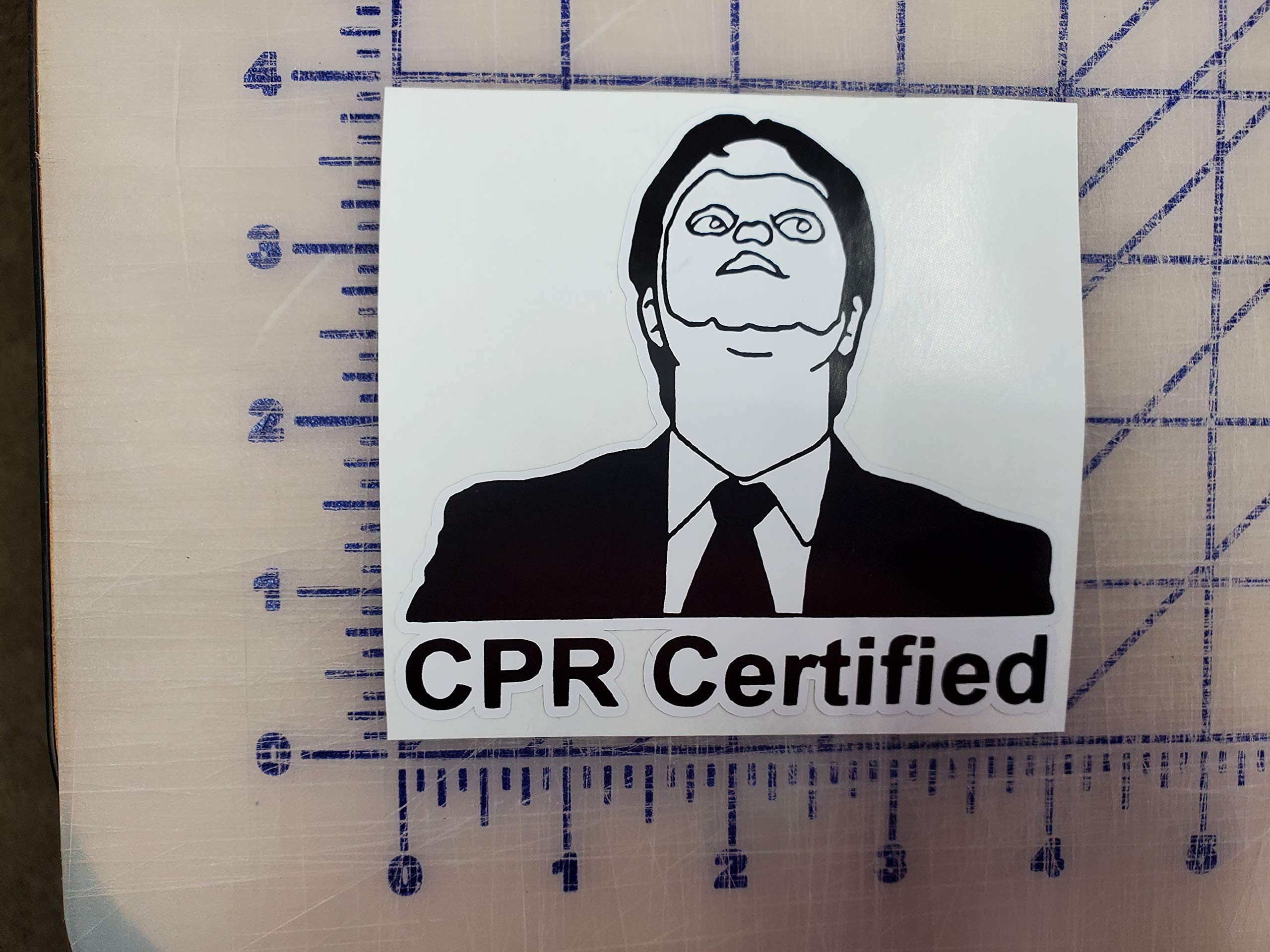 Dwight Schrute CPR Certified Vinyl Decal Sticker - 4 Inch Waterproof Car, Truck, Van, Wall & Laptop Decal - Perfect for The Office Fans, Workstations & Vehicle Customization