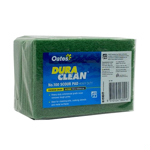 Oates DuraClean Heavy Duty Scour Pads - 10 Pack Multipurpose Cleaning Pads for Kitchen, Bathroom, and Tough Stain Removal