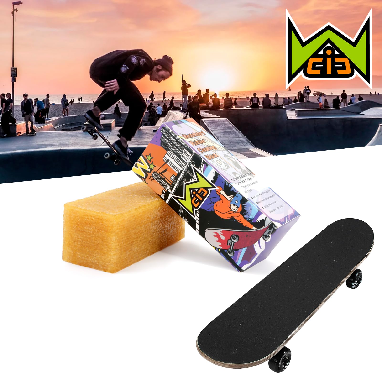 Skateboard Grip Tape Cleaner Rubber Abrasive Cleaning Stick - Durable Skateboard Accessories for Boys & Girls - Perfect for Skate Park, Street, and Home Maintenance