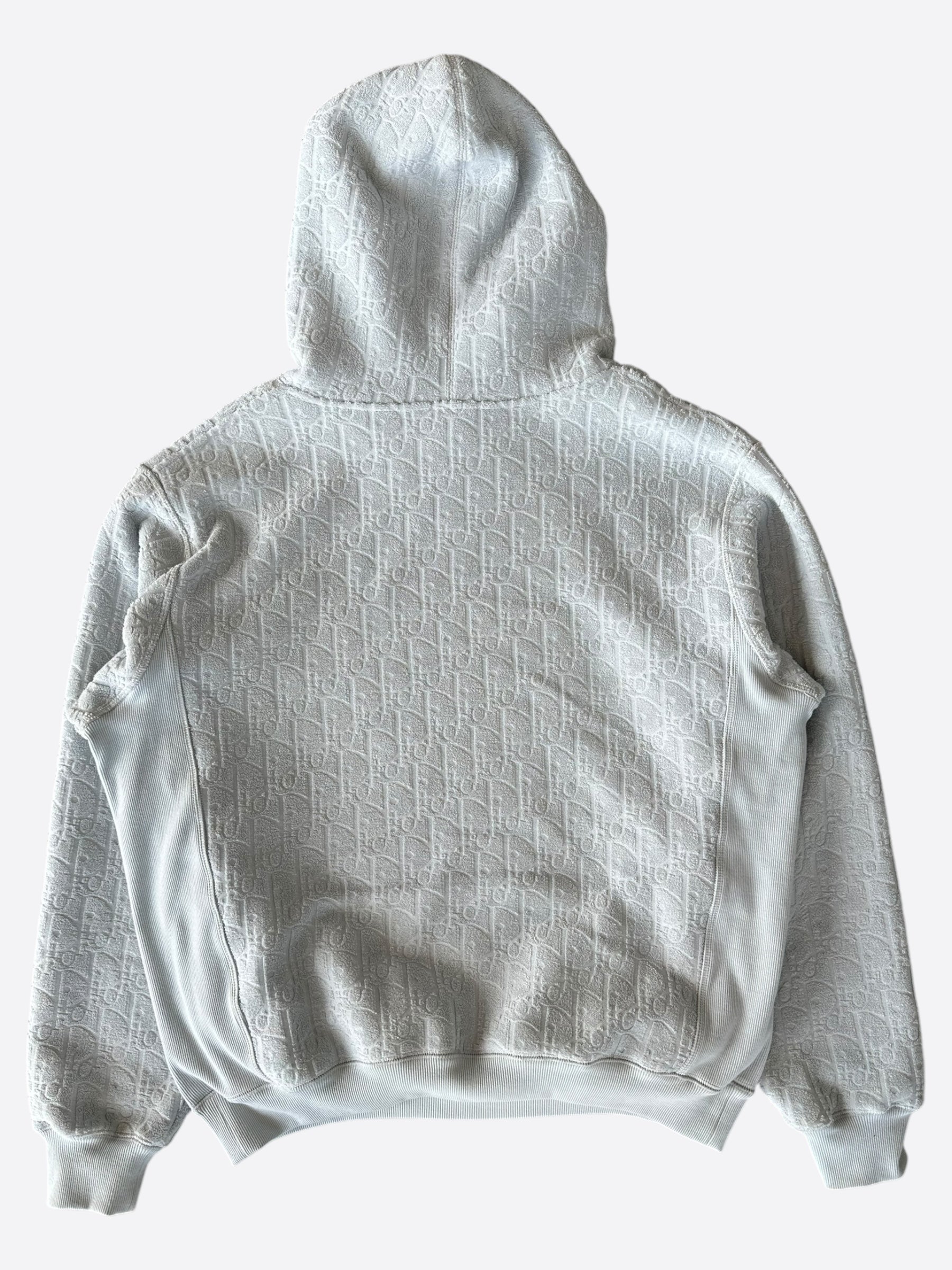 Dior Grey Oblique Logo Hooded Towel Sweatshirt - Soft & Cozy for Spa, Beach & Lounge Wear