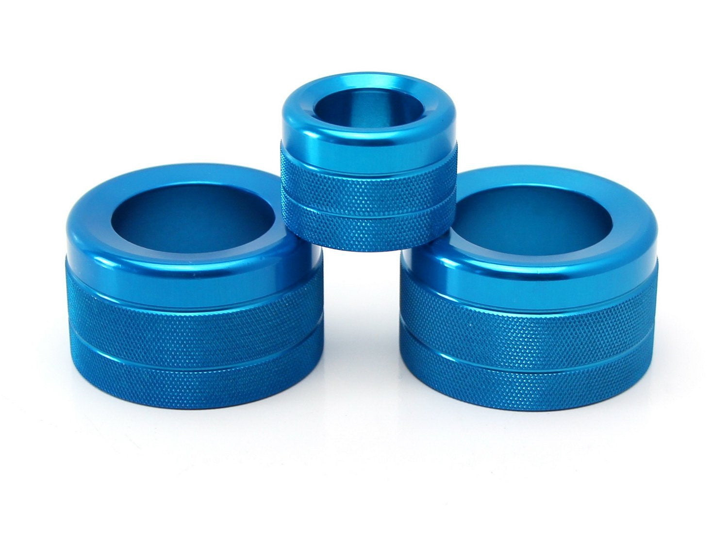 3PCS Blue AC Climate Control Radio Volume Knob Ring Covers for BMW 5 6 7 Series - Premium Car Interior Accessories for Enhanced Style & Comfort (Fits E60 E63 E64 E65 E66 Models) - Perfect for Customizing Your BMW Dashboard & Protecting Knobs from Wear