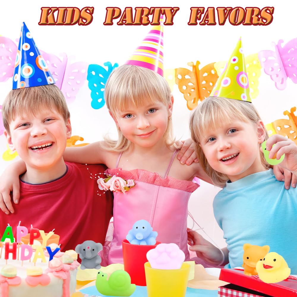 120PCS Random Mochi Squishy Toys - Kawaii Stress Relief Squishies for Kids, Party Favors, Goodie Bag Fillers, Birthday Gifts, Classroom & Carnival Prizes - Fun Sensory Toys for Anxiety Relief, Fidget Play & Relaxation