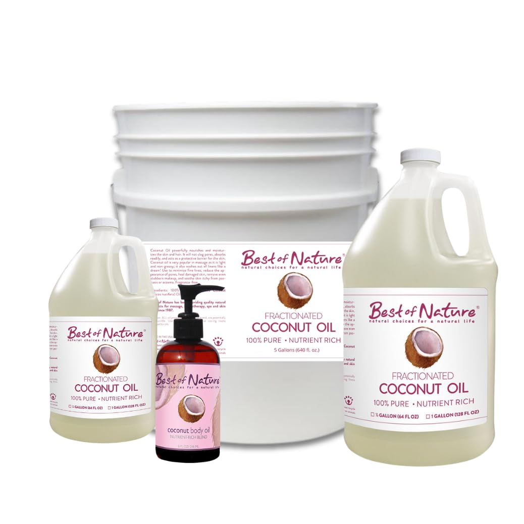 Best 100% Pure Fractionated Coconut Oil - Unscented MCT Oil for Hair, Skin & Face Care | Natural Moisturizer & Massage Oil | Aromatherapy Carrier for Essential Oils | 5 Gallon Pail (640 fl oz) - Perfect for Spa, Home & Beauty Treatments